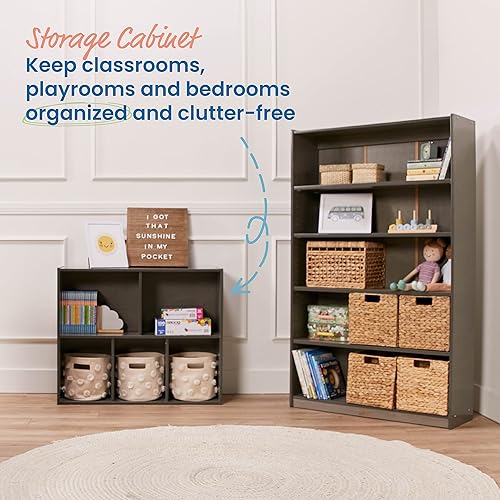 Miniatura 4 de ECR4Kids Streamline - Armario de almacenamiento de 5 compartimentos, 30 pulgadas, muebles de aula, gris lavado