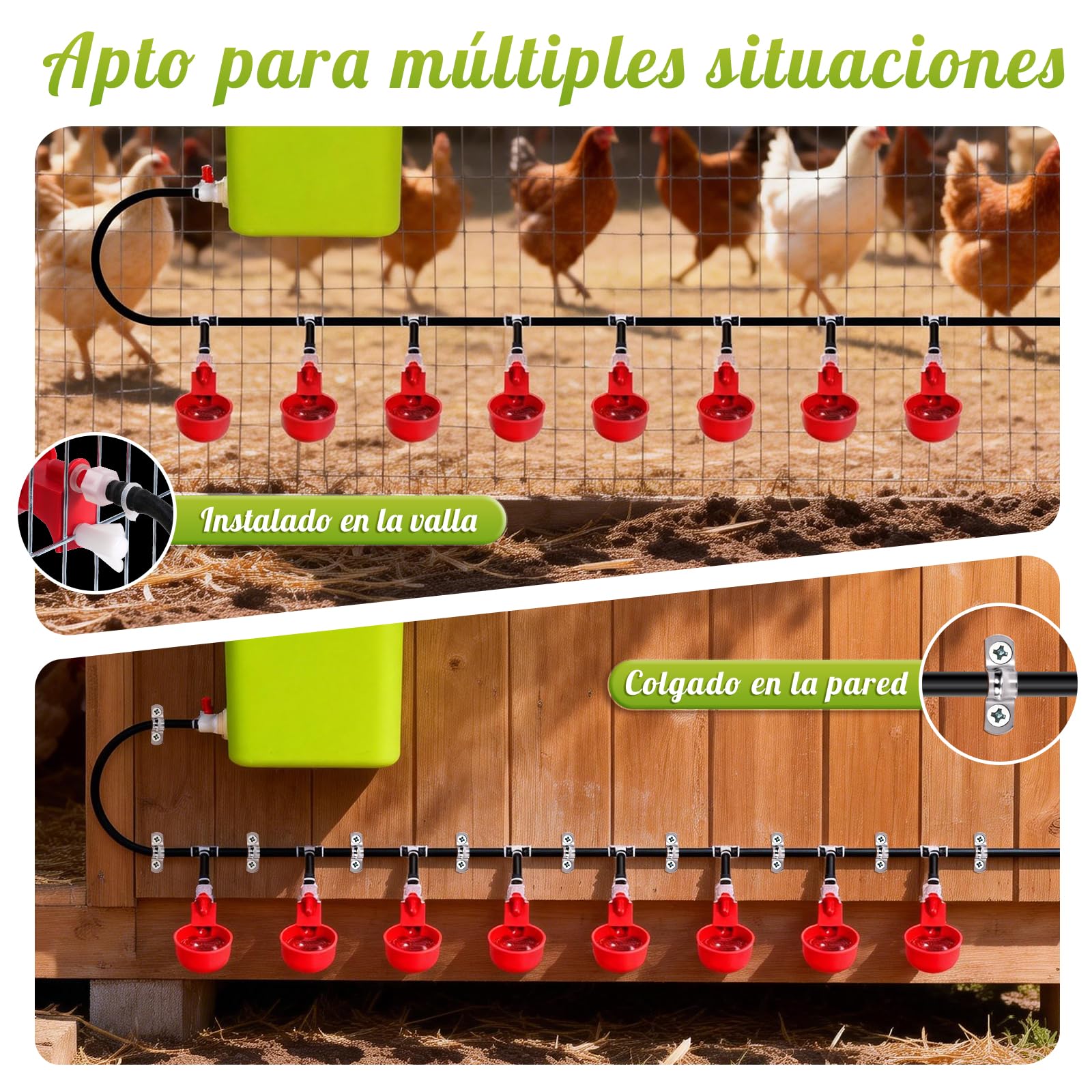 Kit completo de 12 litros de bebedero automático para pollos con válvula flotante, fuente de agua para aves con bebederos, bebedero para pollos, patos, gansos y codornices