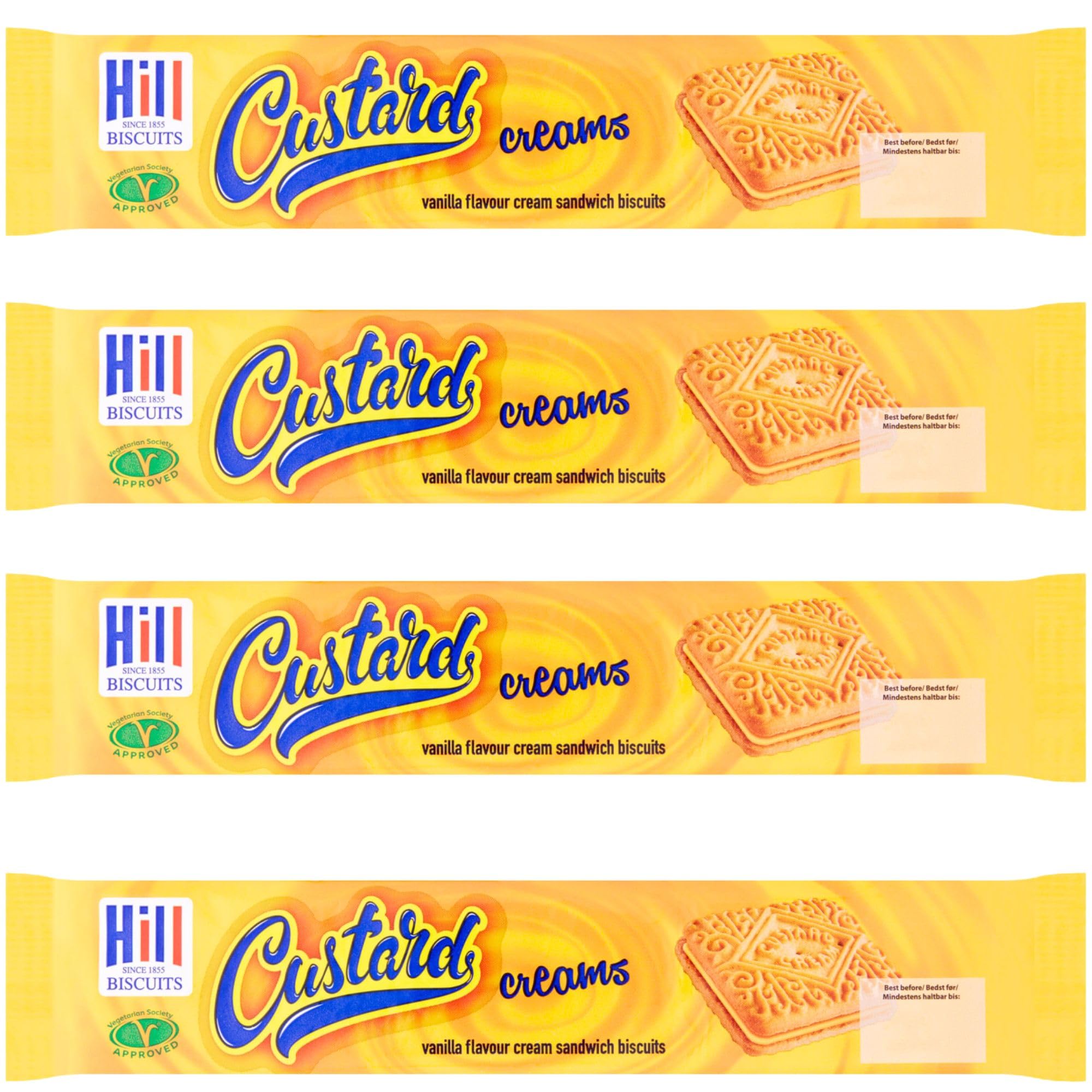 Biscuit Bundle Containing Custard Creams Flavour Assortment Crunchy & Creamy 150g (4 Pack)