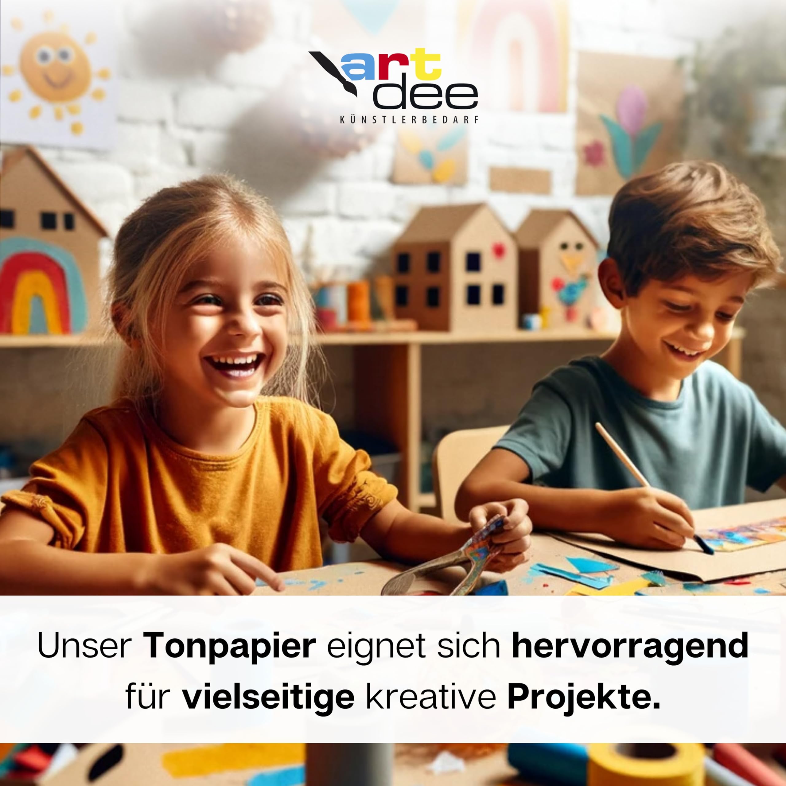 artdee® Bastelkarton – (50 x 70 cm / 180 g/m² / weiß) – 100 Blatt Bastelpapier Tonkarton – Buntpapier zum Basteln – für grenzenlose Gestaltungs- und Bastelmöglichkeiten