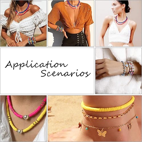 Miniatura 5 de PH PandaHall 5700 cuentas de arcilla Heishi de 0.157 in  15 colores de disco de vinilo de polímero plano redondo de silicona para aretes hawaianos,