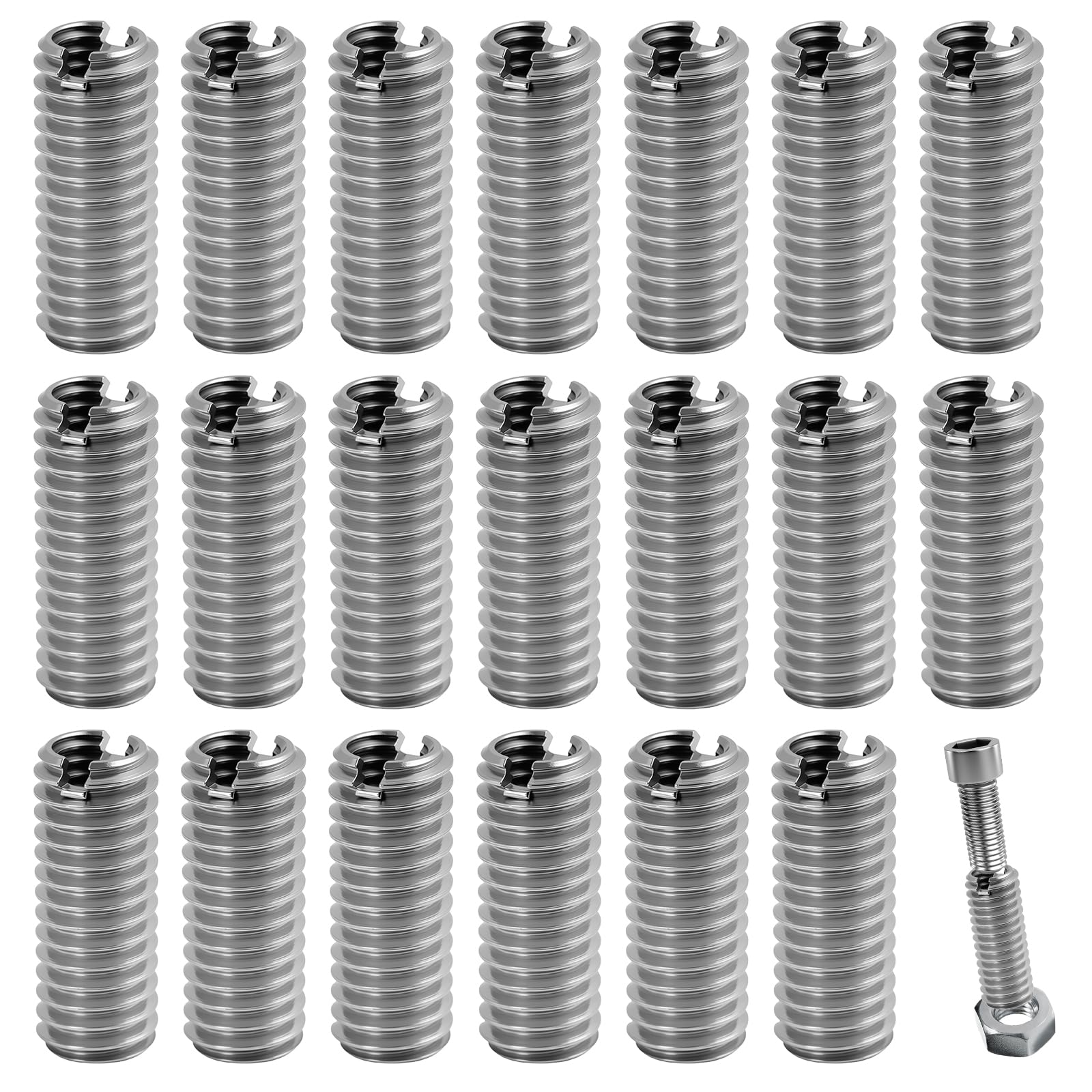20 Pezzi Inserto Filettato M6 A M4 15mm Riduttore di Filettatura M6 A M4 In Acciaio Inossidabile, Boccola Filettata Con Scanalatura, Rete Per Riparazione, Inserto Filettato Metallo Per Macchine