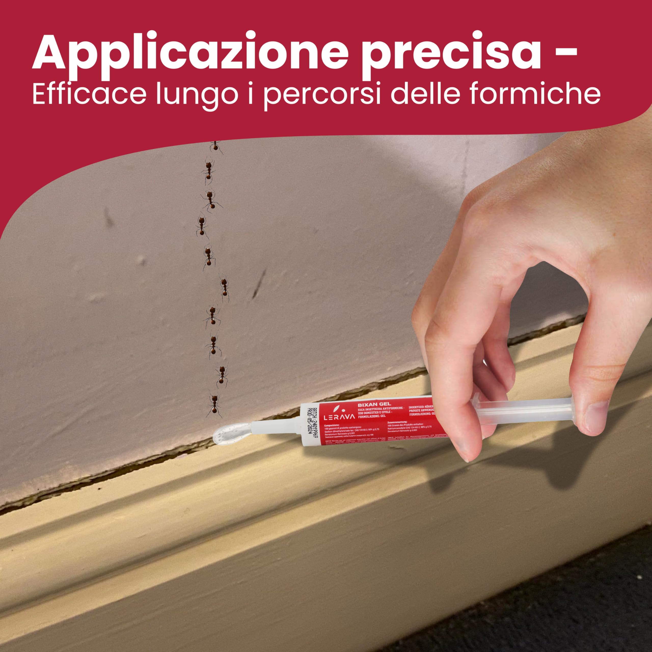 LERAVA Gel Insetticida Formiche 10 g - Esca Potente per Eliminare Colonie - Anti Formiche