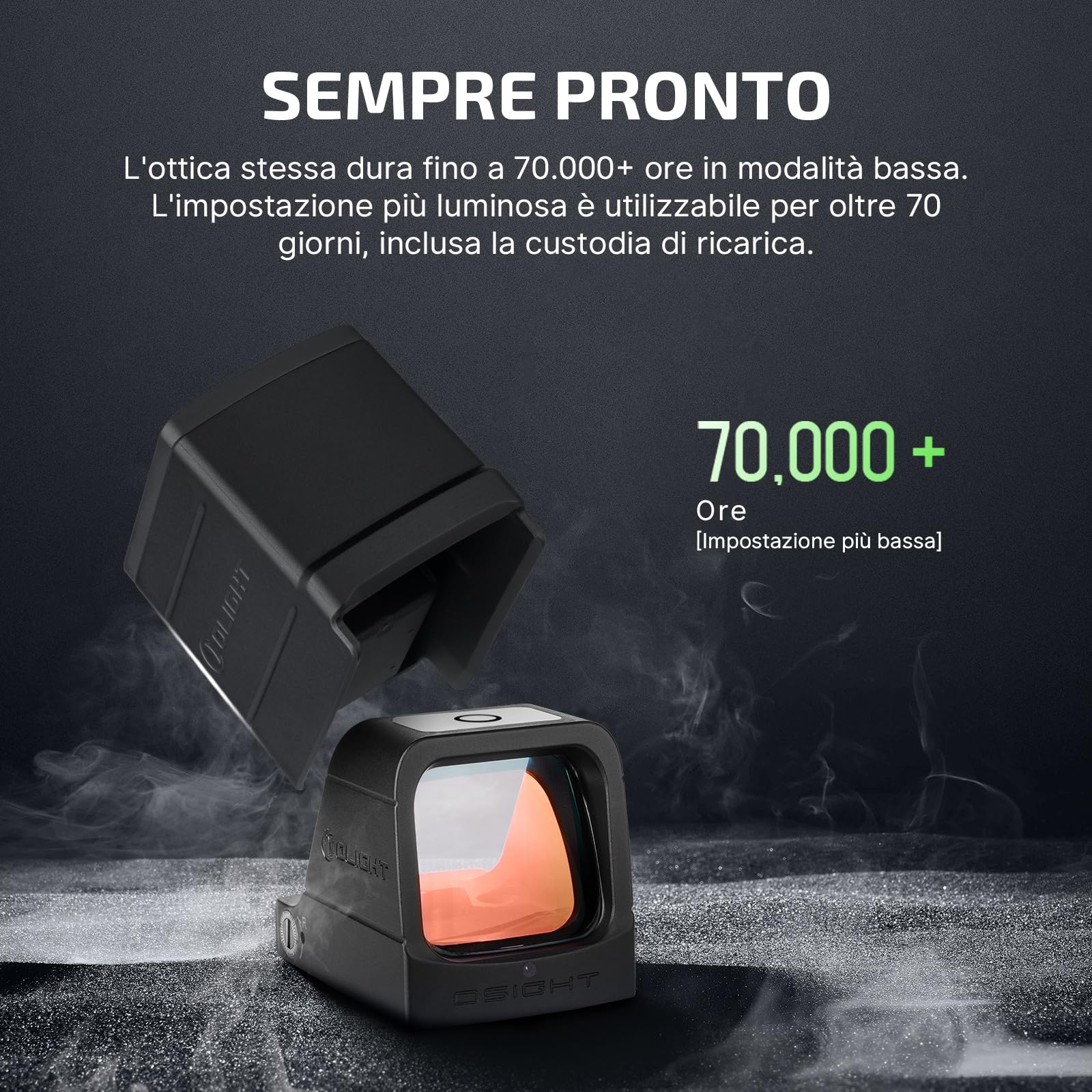 Osight SE Mirino Reflex Chiuso 2 MOA E 32 MOA – IPX7, Leggero Per Caccia E Fucili Corti, Batteria Laterale
