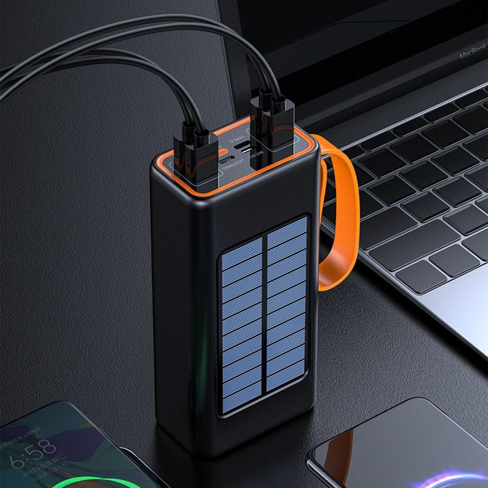 Chargeur Solaire Portable Power Bank Solaire avec Panneau Intégré