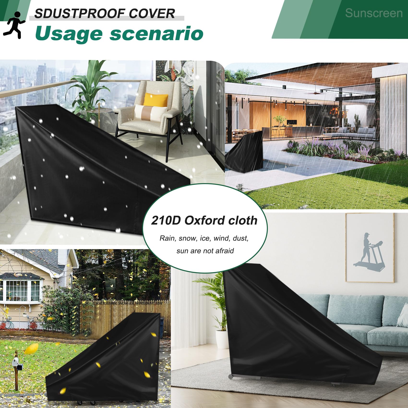 Housse de protection pour bande de course non pliable - Convient pour l'intérieur ou l'extérieur (noir)