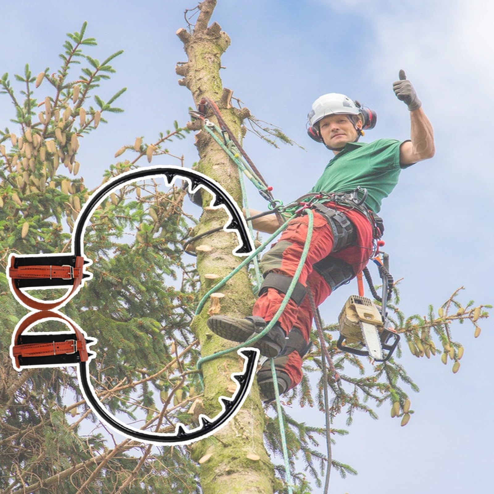 Generico Punte per Arrampicata sugli Alberi ad Alta Resistenza - Attrezzatura ergonomica per Arrampicata su Tronchi e Raccolta di Frutta - Attrezzatura per Arrampicata su Pali in Legno da 15,7'' per
