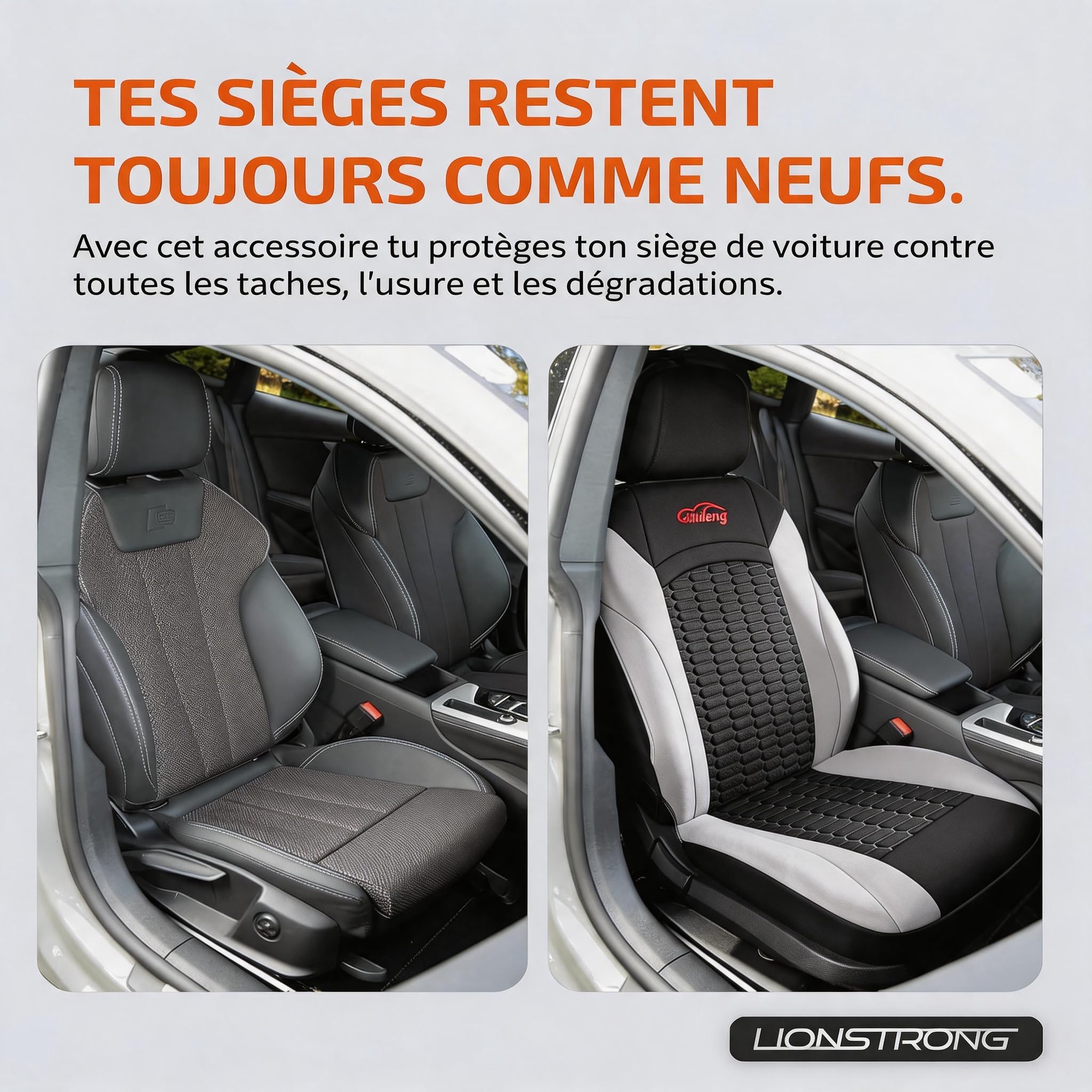 Lot complet de 5 housses de siège , respirante, résistante à l'usure, lavable en machine, en tissu polyester, Pour Dacia Duster Jogger Logan Logan Stepway Sandero Sandero Stepway, intérieur de voiture