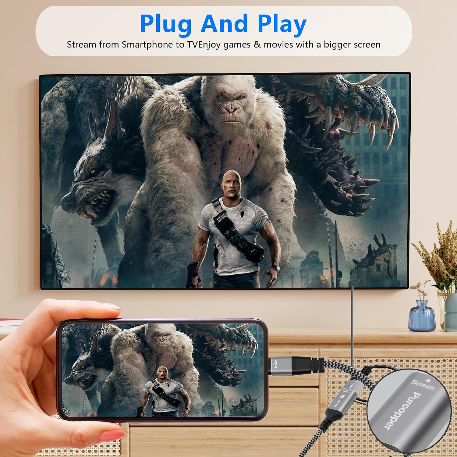 4K USB C to DisplayPort Adapter 2 Pack, Type-C Male (Source) to DP Female (Screen),Braided Cord Connector 4K@60Hz,Thunderbolt 3/4 Compatible, for iPhone16 Series, MacBook Pro, Air, iPad Pro, Galaxy 24