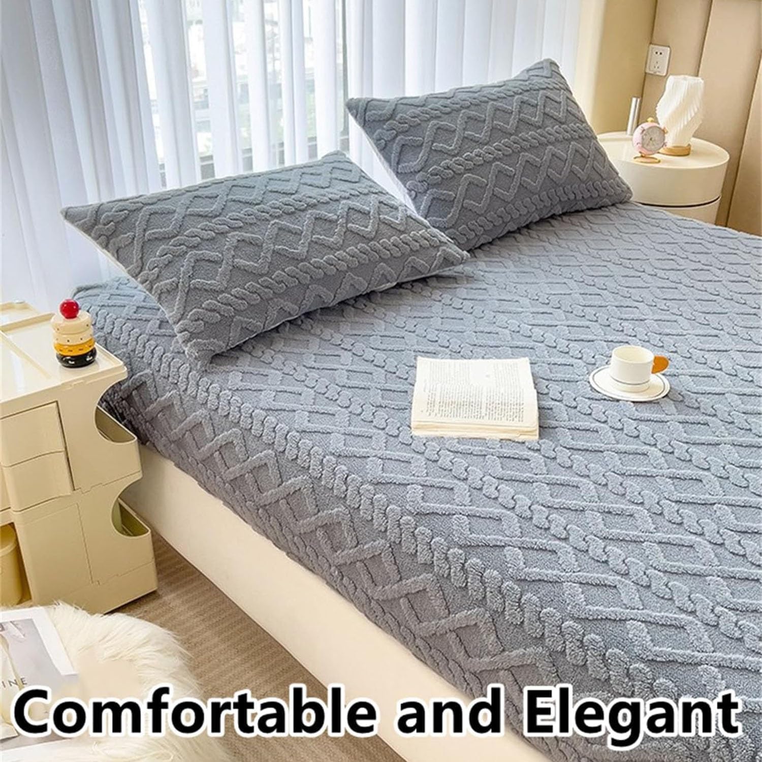 ベルベットストレッチマットレスカバー 深めのポケット 伸縮性のあるベッドシーツ ソフトポリエステル クイーン キング フル ダブル