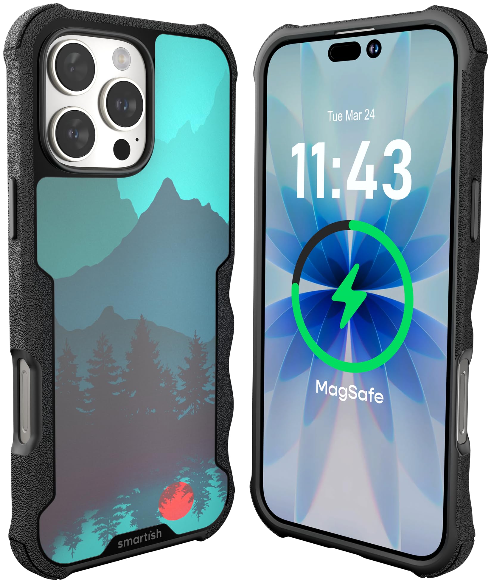Smartish® Gripzilla - Custodia magnetica per iPhone 16 Pro Max, compatibile con MagSafe, robusta e resistente, con protezione testata contro le cadute, motivo: Moving Mountains