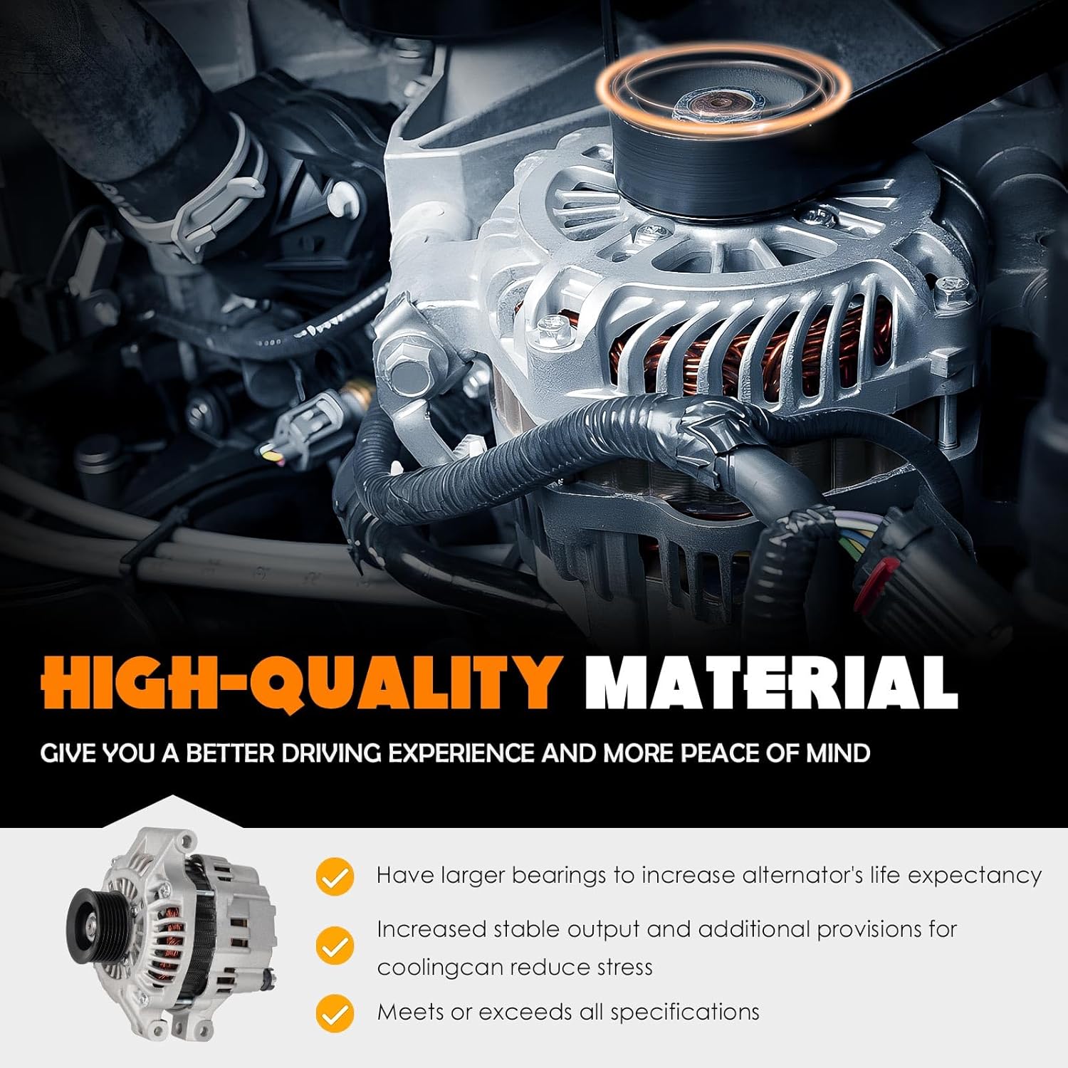 TadaMark New Alternator Fit for Honda CR-V 2002-2006 L4 2.4L, for Acura RSX 2002-2006 L4 2.0L, CW 12V 90Amp, Repalce# 90-27-3315 1-2530-01MI AHGA55 31100-PND-004