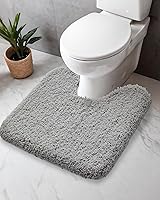 Disolla U-Shaped Grey Toilet Rug 23x24 - Machine Washable Non-Slip Absorbent Bath Mat for Bathroom Floor