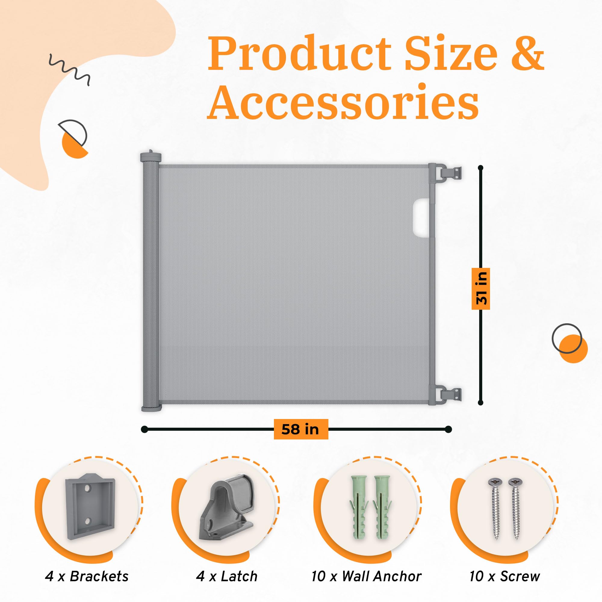 MeeruWorks Retractable Stair Gate for Baby Extendable Mesh Baby Gate & Dog Gate - Image 2