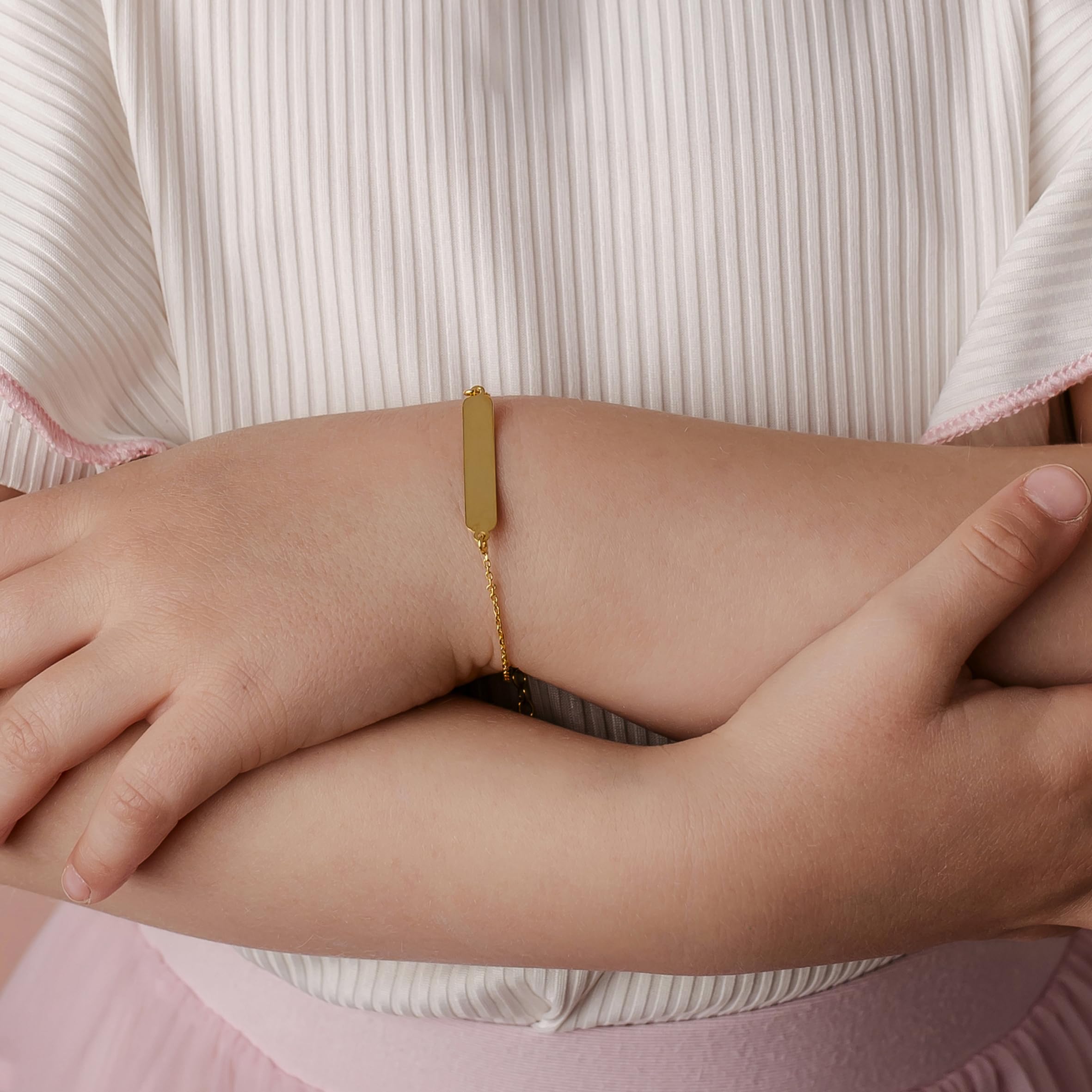 Sakrami Bracelet en argent 925 pour enfants, couleur or jaune, rhodié ou rose + coffret cadeau personnalisé - Bracelet pour naissance, communion ou baptême