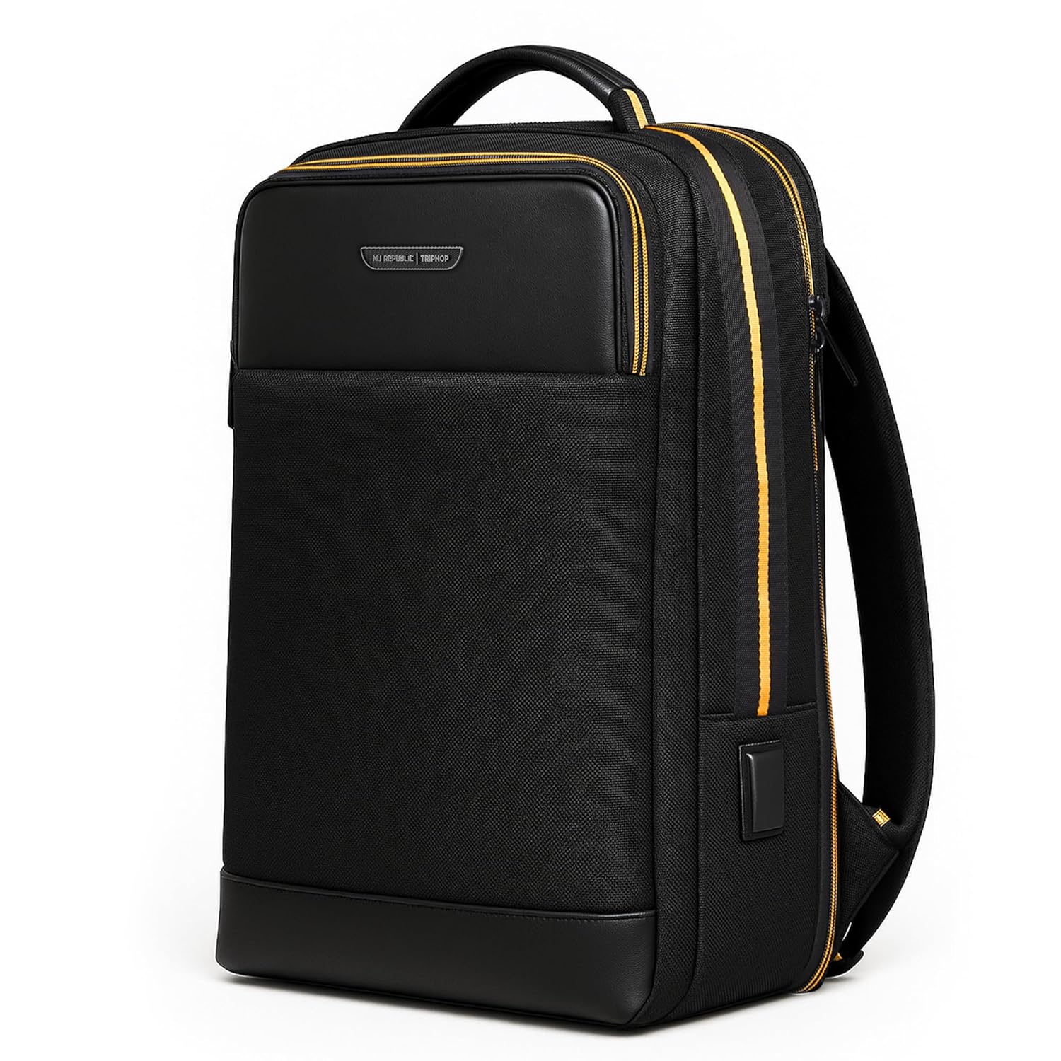 Nu Republic Triphop Backpack for Men Women Office Casual 15.6-inch Laptop Bag Water-resistant Multi-pockets Sleek Smart College Backpack with USB Port YKK Zipper