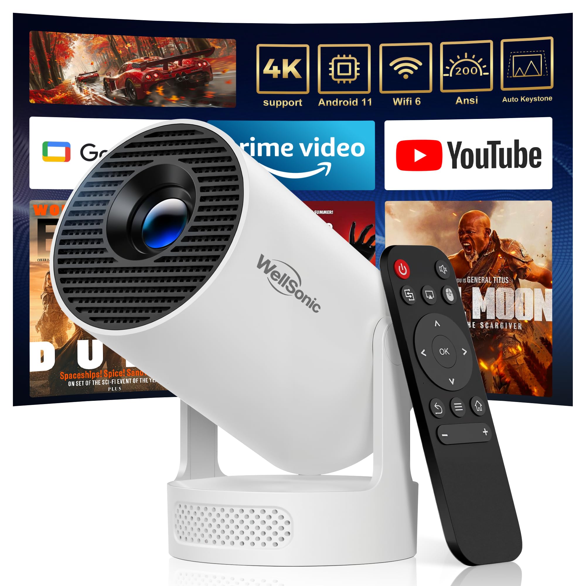Amazon.com: WellSonic Mini Projector with WiFi and Bluetooth