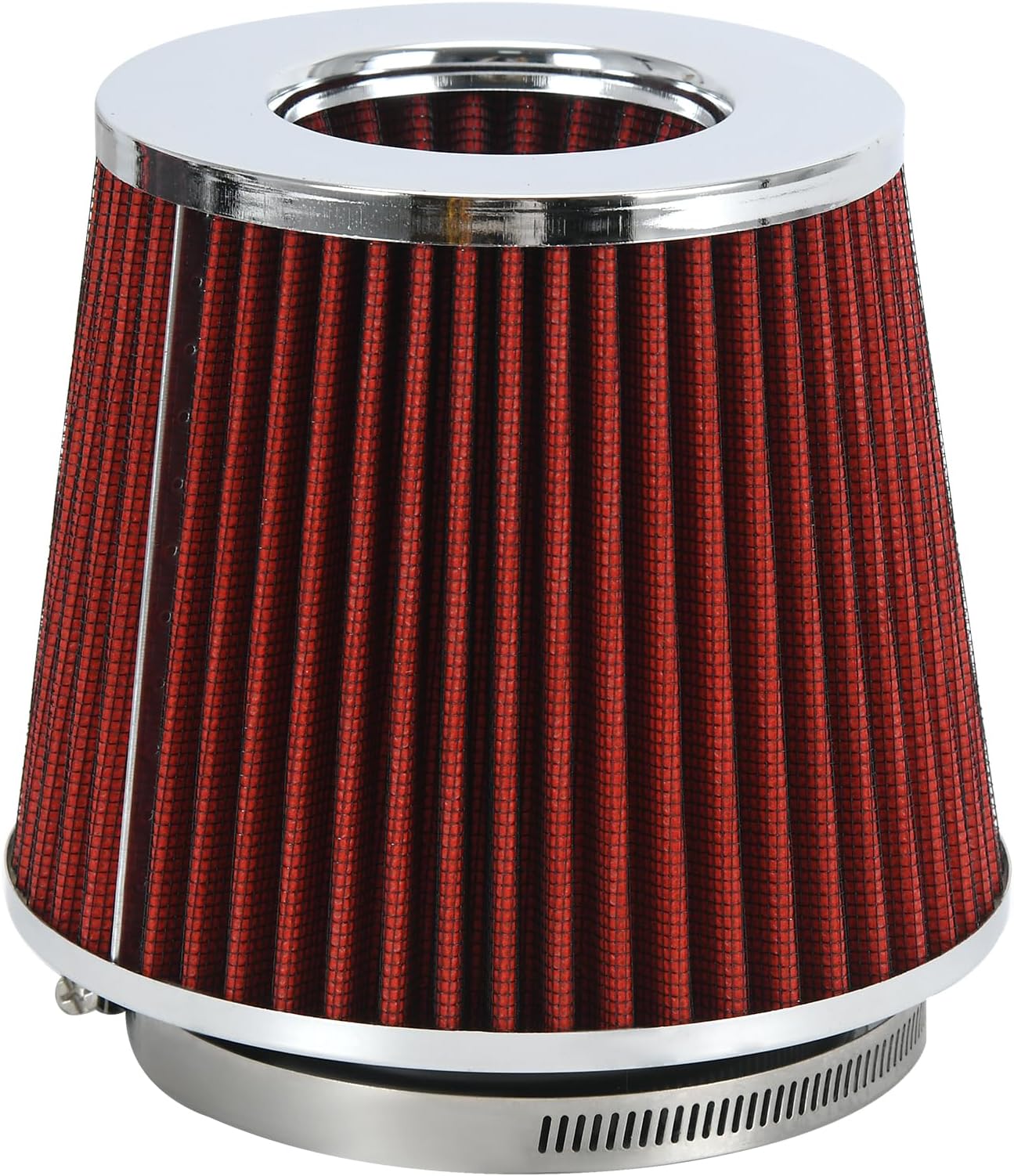 PTNHZ Universal Red 4" 102mm High Flow Cold Air Intake Cone Air Filter Power Intake Air Inlet System Air Cleaner