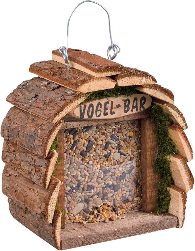 Mangeoire à Oiseaux En Bois Gardigo - Pour Pommes Et Boules De Graisse - 18,5x18x4 Cm