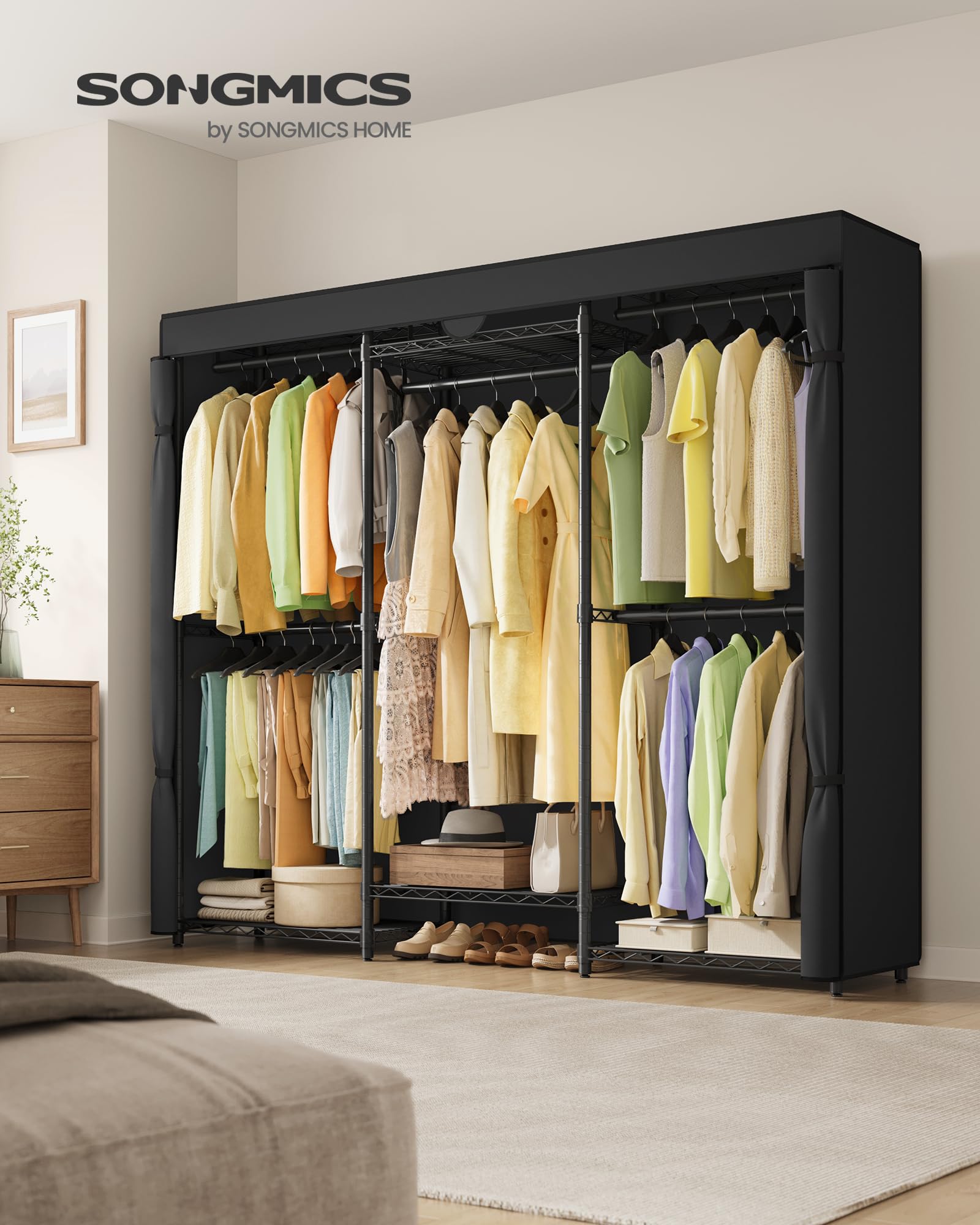 Amazon｜SONGMICS ハンガーラック 頑丈 大容量洋服かけ 耐荷重233kg 幅