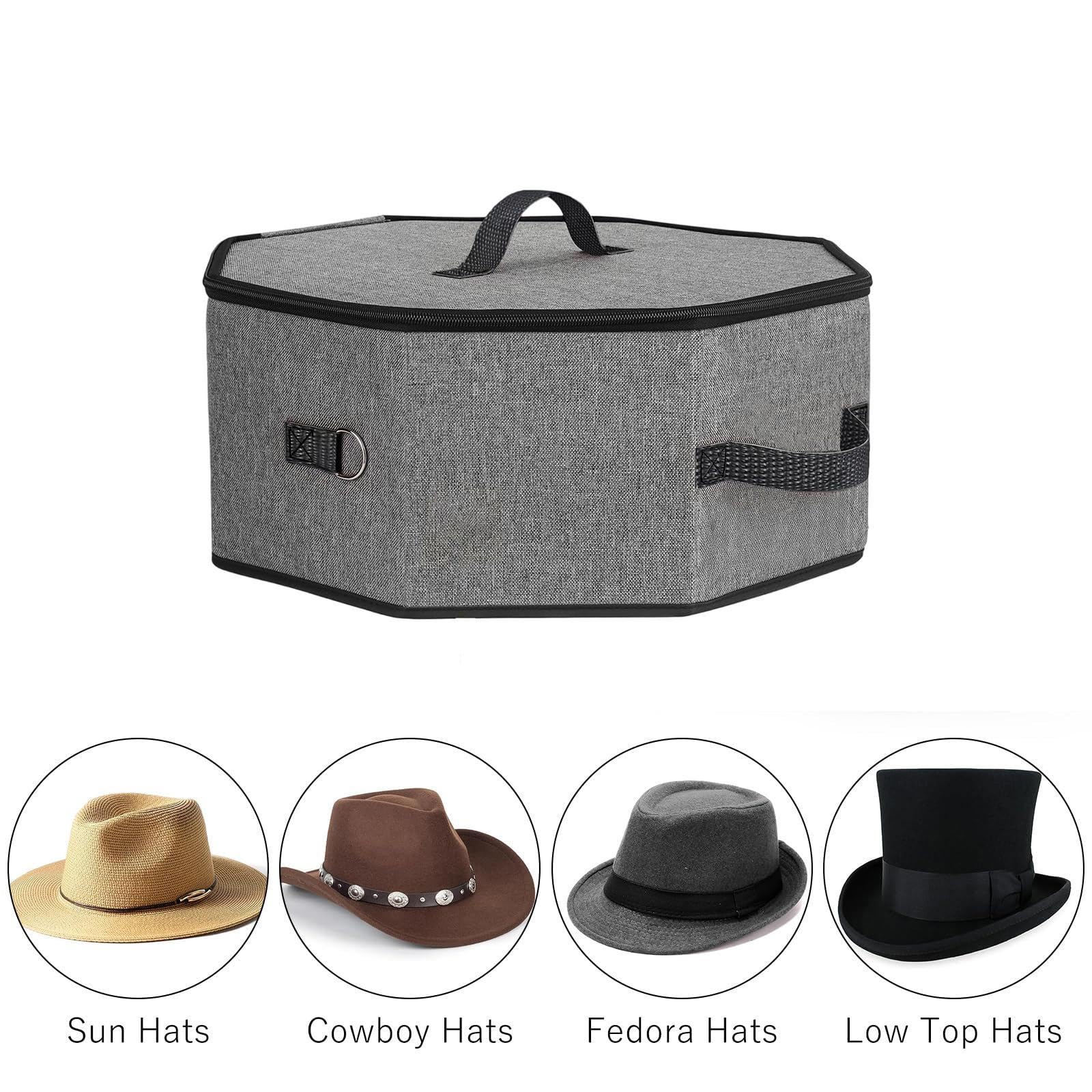 Harilla Estuche para Guardar Sombreros, Estuche para Sombreros de Playa con Asas, Organizador Versátil, Organizador para Gorras de Vaquero, Sombreros de, Gris, Individual