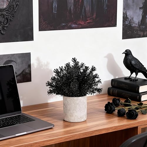 Vista 19 de Der Rose Paquete de 3 mini plantas falsas en maceta, plantas artificiales de eucalipto de plástico para el hogar, oficina, escritorio, granja, Verde