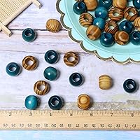 Vista 6 de 50 Piezas Cuentas de Madera Agujero Grande Cuentas de Madera para Manualidades de Macramé, Cuentas de Madera Sueltas Espaciadoras Redondas