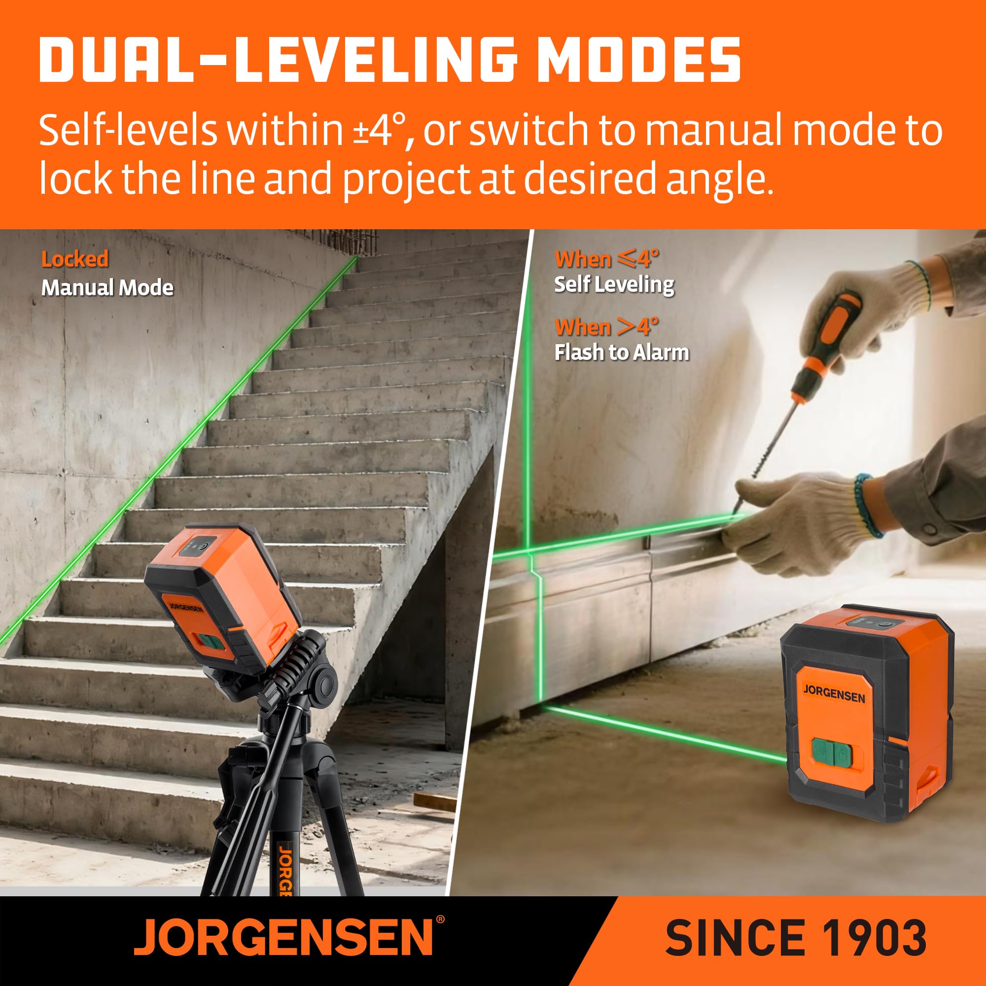 Jorgensen Laser Level - 100FT, Tripod Included -5 Jorgensen Laser Level - 100FT, Tripod Included -5