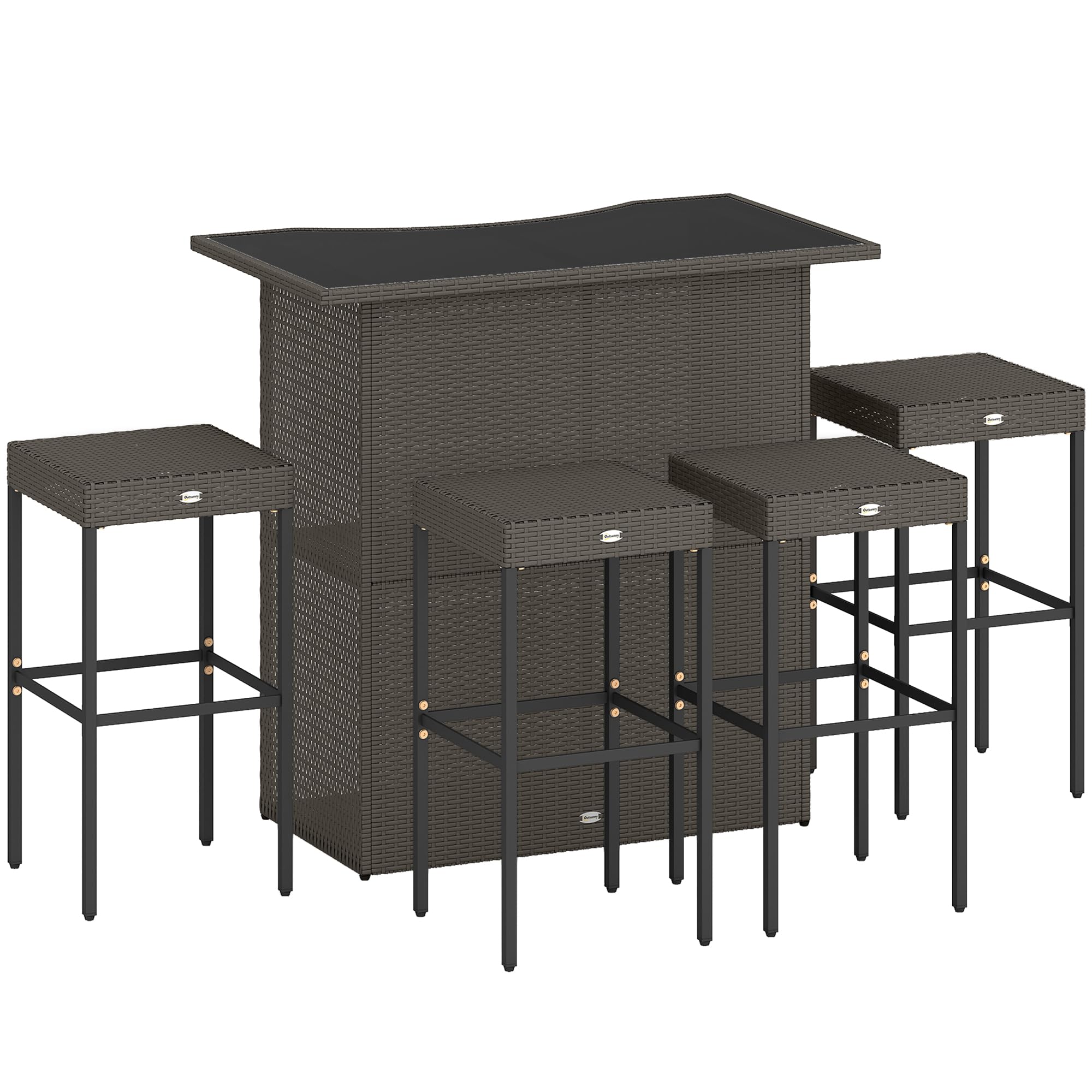 Outsunny 5 Pcs Rattan Wicker Bar Set