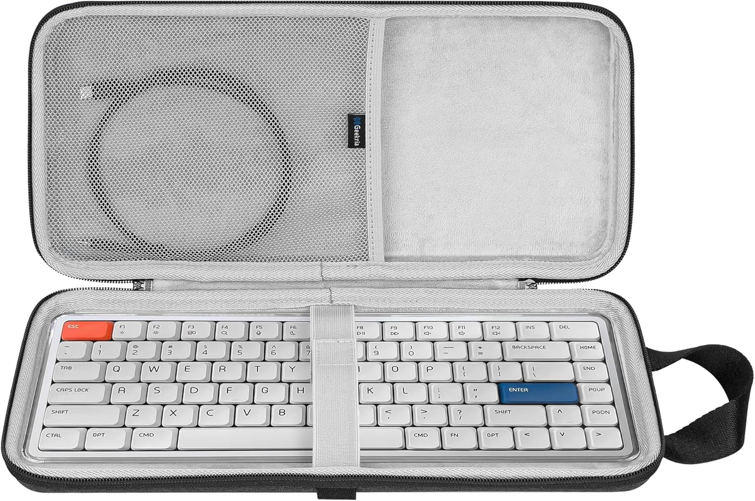 GEEKRIA Slim Keyboards Carrying Case, Compatible with Logitech MX Mechanical Mini, MelGeek O2, Flow Lite 84 / LOFREE Flow84, IQUNIX MQ80, 84 keys Hard Shell Travel bag (Dark Grey)