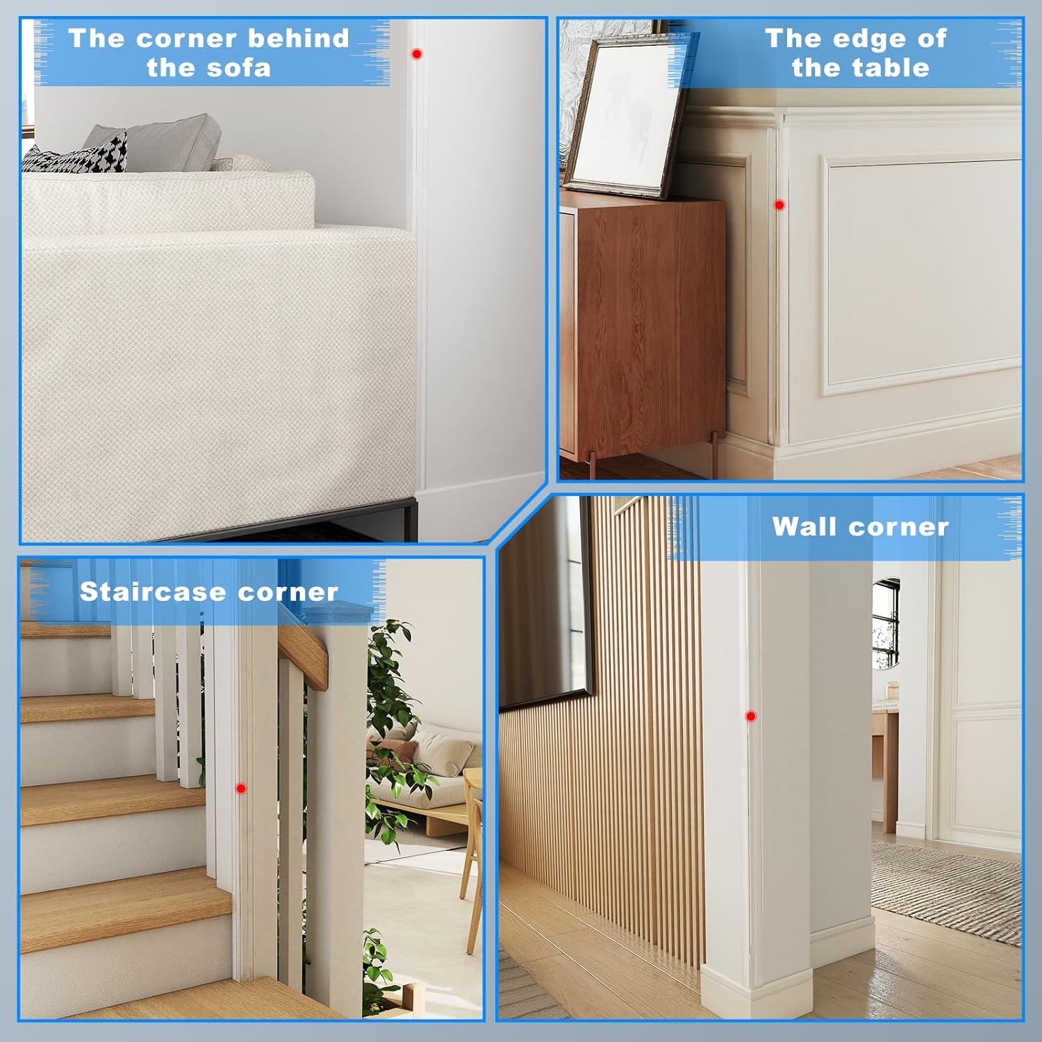 Wall Corner Protector - 4PCS, 16"x1.18" - Self Adhesive Clear Corner Protectors for Walls, Cabinet Doors, Edge Protector Trim; Easy to Install Corner Guards for Walls (40.6cm x 3cm)