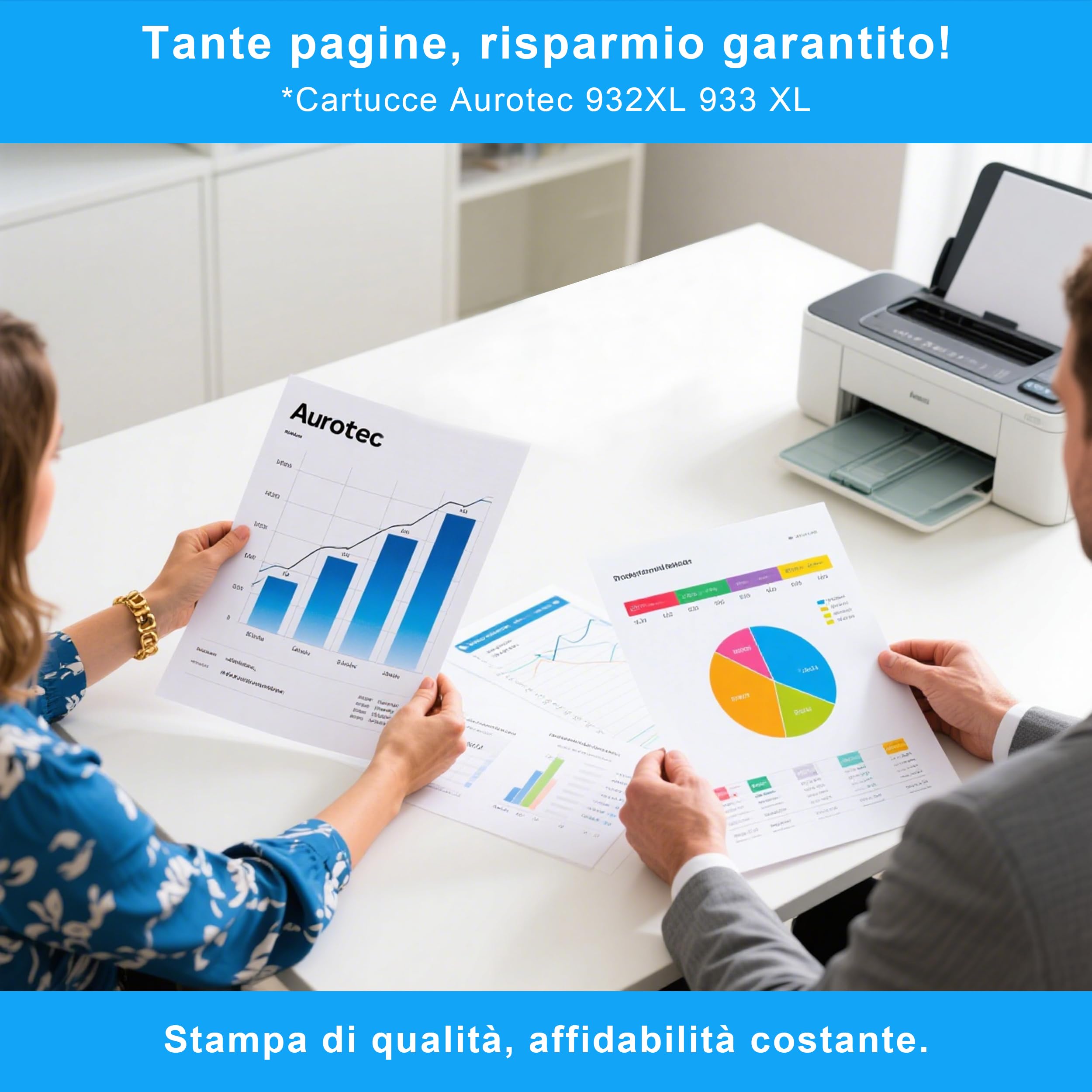 Aurotec 932XL 933XL Cartucce d'inchiostro Multipack Compatibili per HP 932 933XL Multipack per HP OfficeJet 6600 Cartucce, 932XL 933XL per HP OfficeJet 6700 7510 7612 7110 6100 7610 6110 (5-pack)