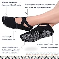 Vista 68 de Ozaiic - Calcetines de yoga para mujer con correas y agarres antideslizantes, ideales para pilates, Pure Barre, ballet, danza y entrenamiento