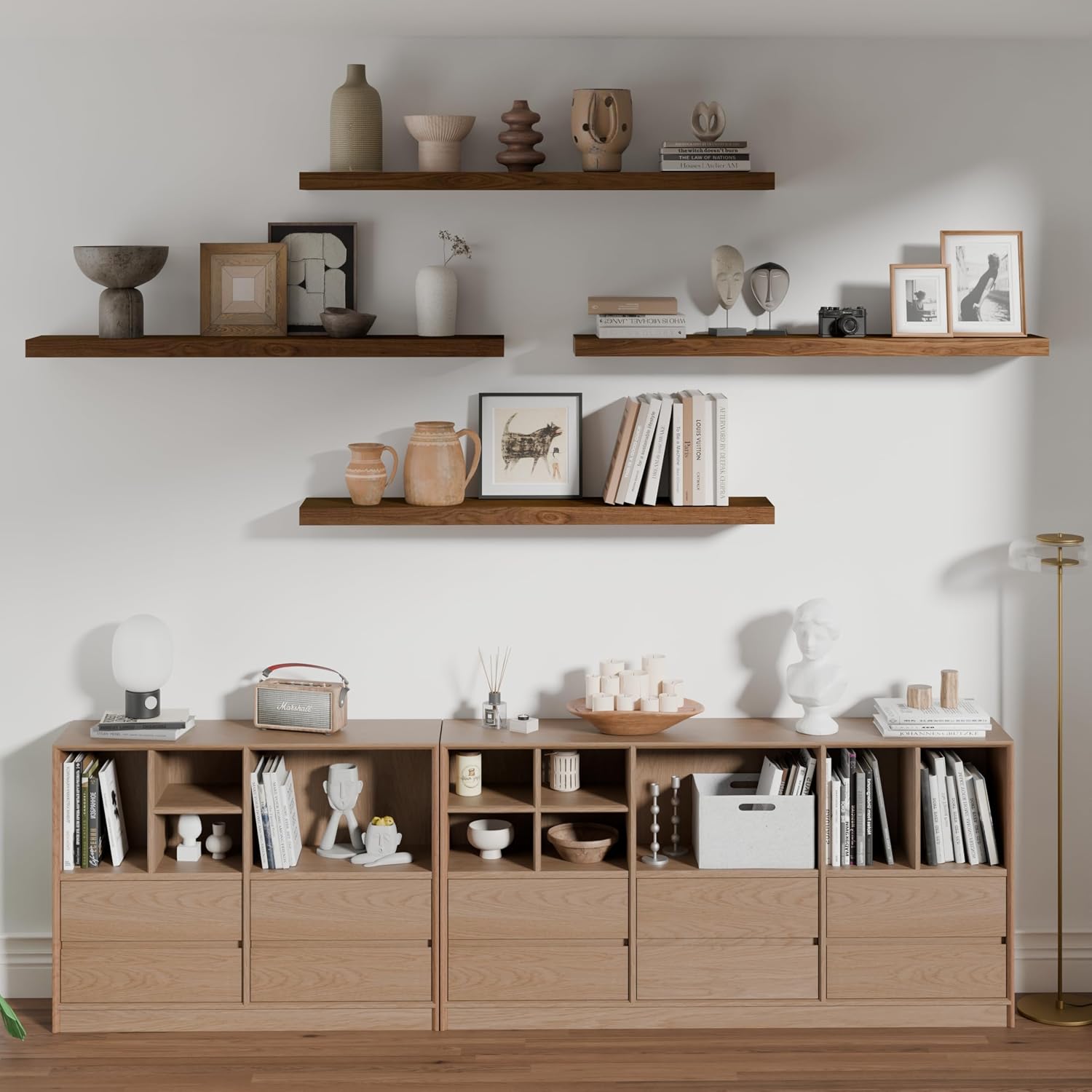 ROGMARS 36 Inches Long Walnut Floating Shelves image 5