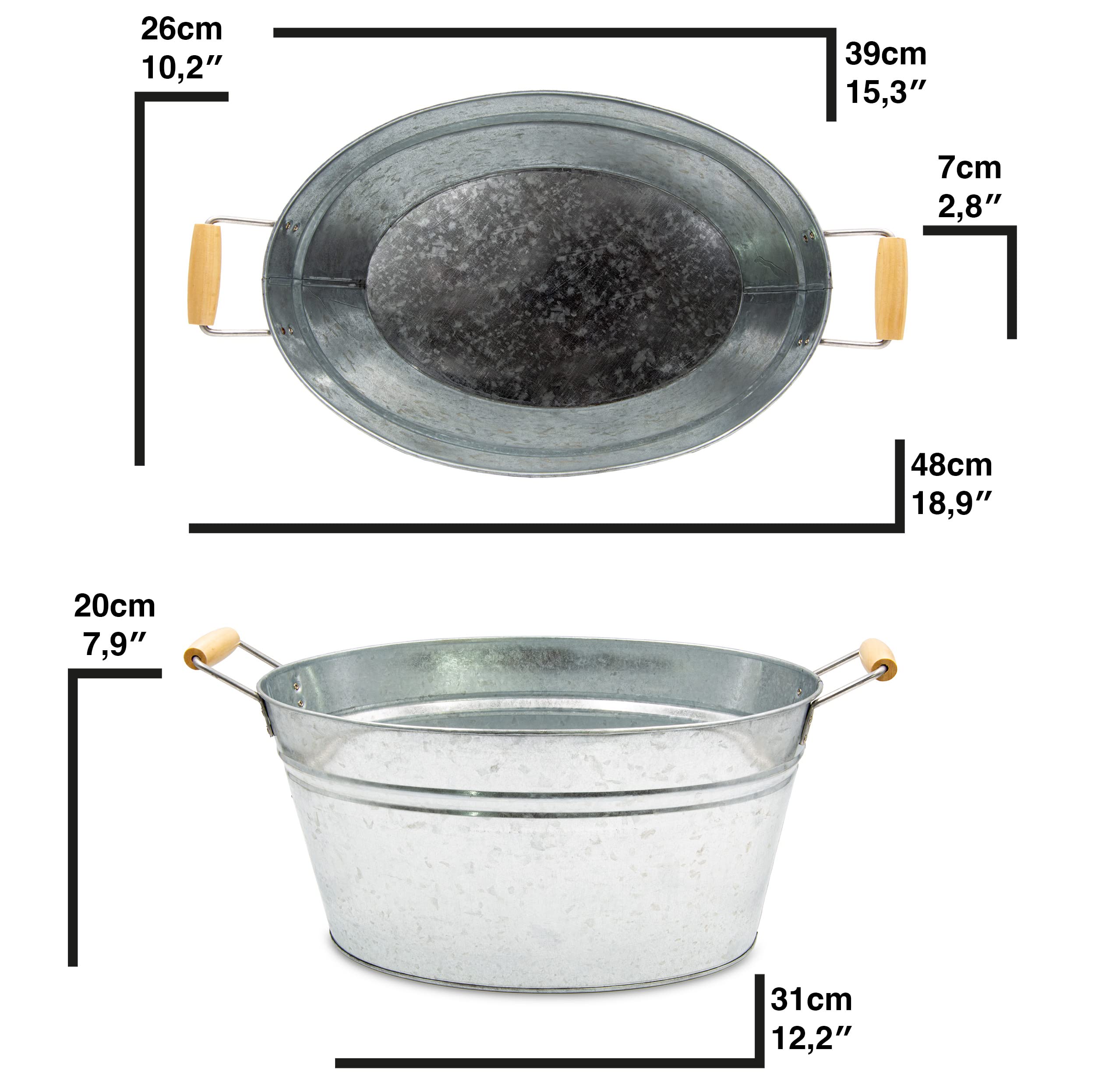 Blümelhuber - Bac Galvanisé 43 Cm - Bac à Plantes, Mini étang Ou Décoration De Jardin - Zinc Argenté