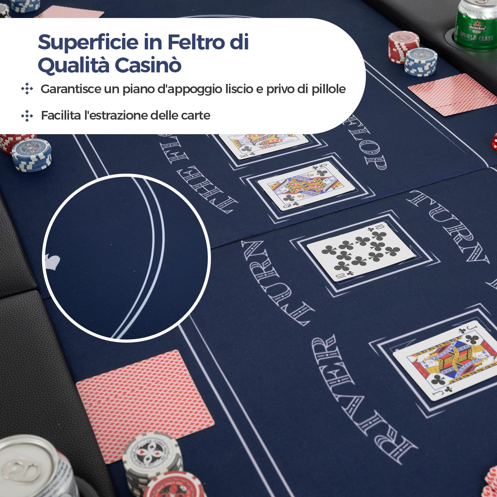 COSTWAY Tavolo da Poker Pieghevole, 8 Giocatori con Supporti per Bicchieri