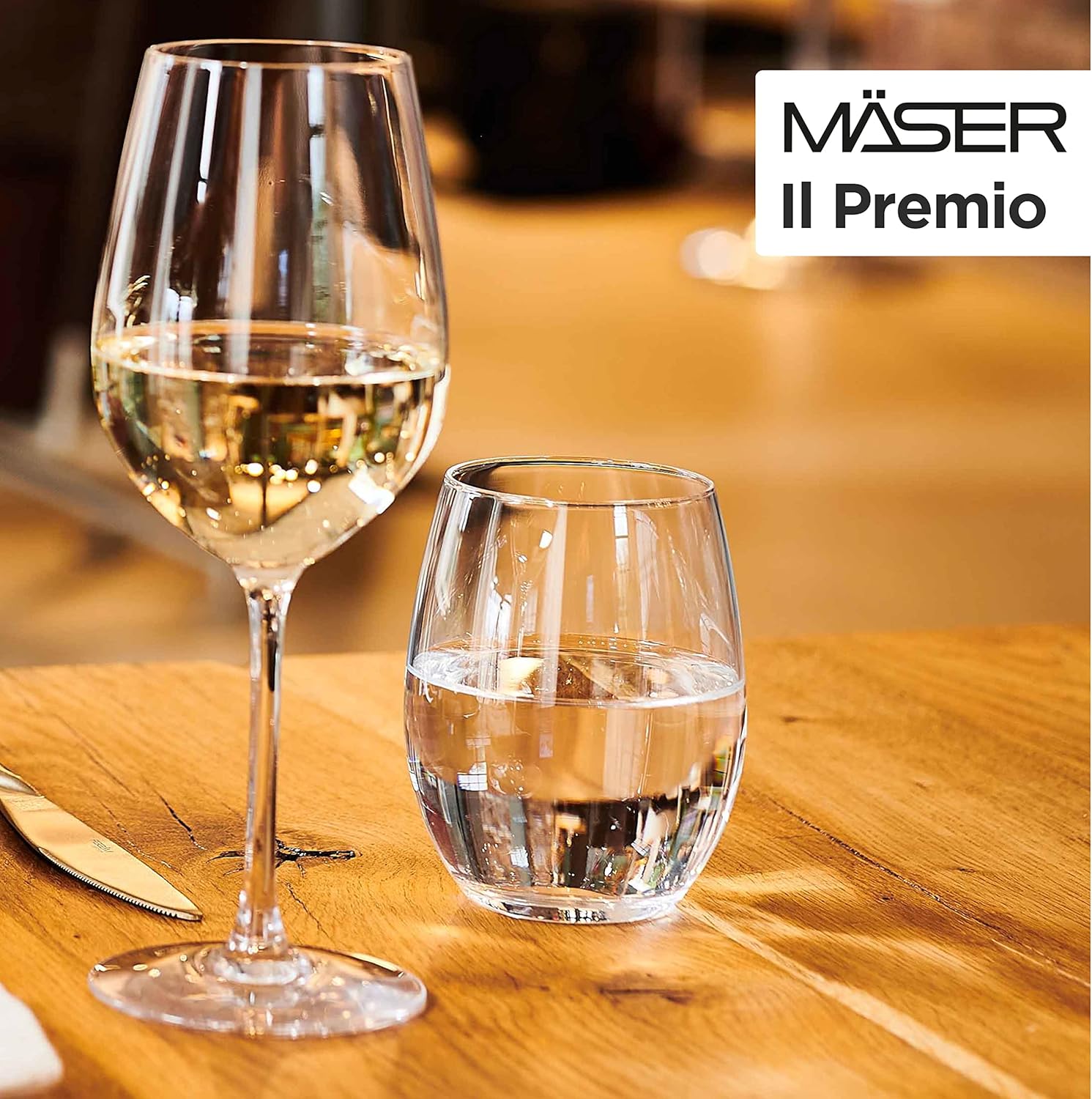 MÄSER Il Premio 933625 Set of 6 Drinking Glasses, Water Glasses, Juice Glasses, Glasses Set of 6 Made of High-Quality Crystal, Blown Crystal Glasses for Gin Tonic, Water, Juices and spritzers