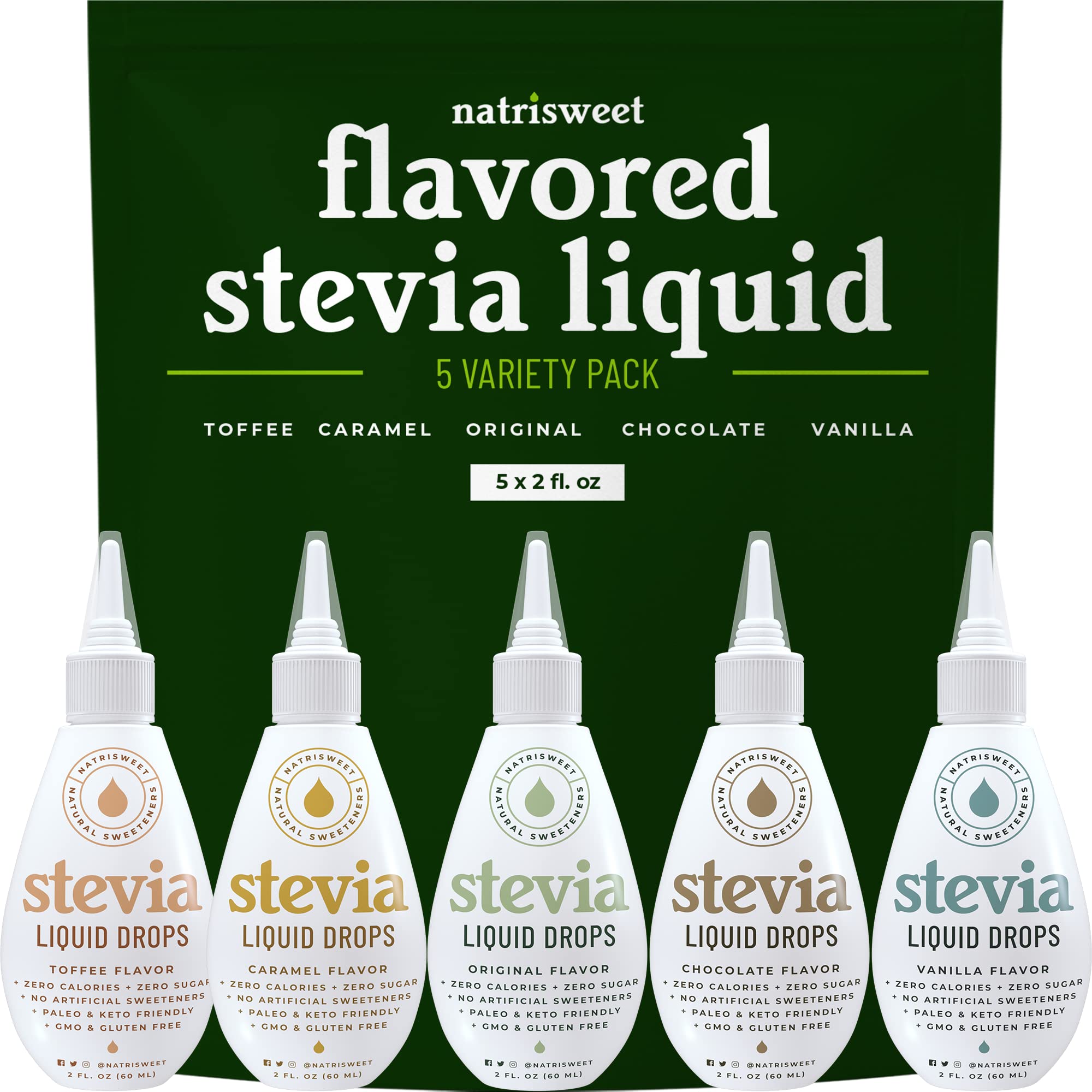 Buy NatriSweet Flavored Stevia Liquid Drops Variety Pack 2 Fl oz 5 Naturally Flavored Sugar