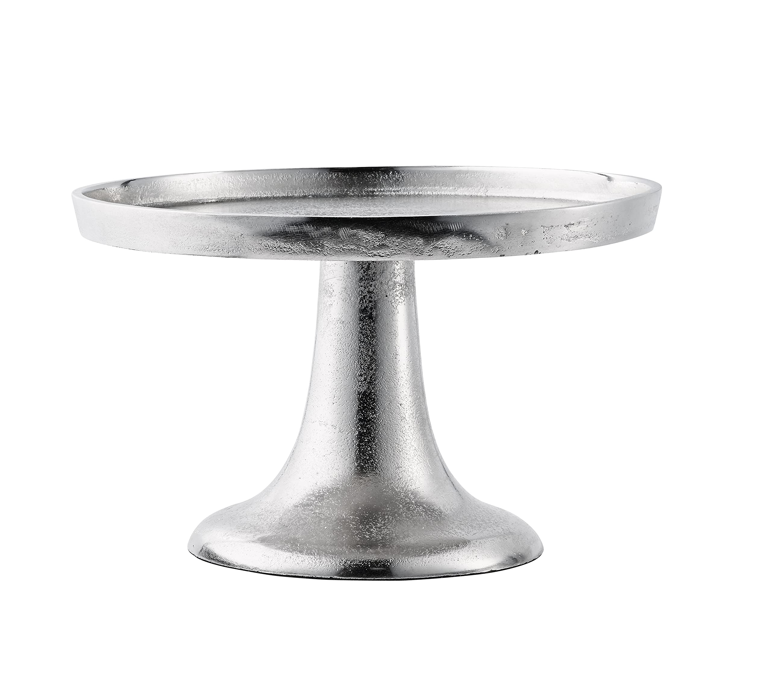 MichaelNoll Dekoteller Schale Servierplatte Etagere Aluminium Silber Luxus Rund, Deko Dekoration Modern aus Metall, für Wohnzimmer und Küche, Tischdeko Hochzeit M 26,5 cm