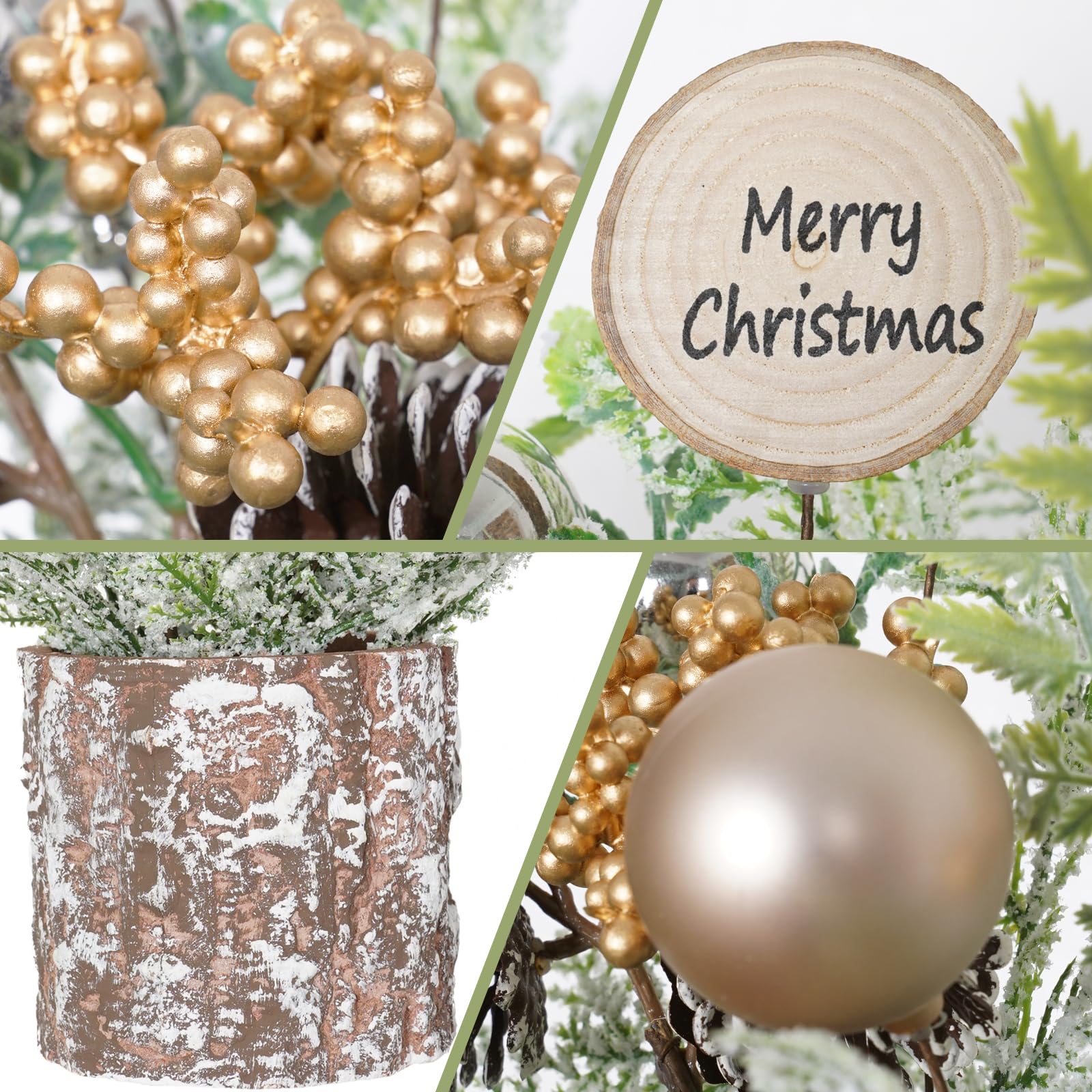 Small Christmas Tree Mini Christmas Tree with Balls Tabletop Tree Artificial Xmas Tree Table top Christmas Tree Decoration for Home Party, Wedding, Office Table