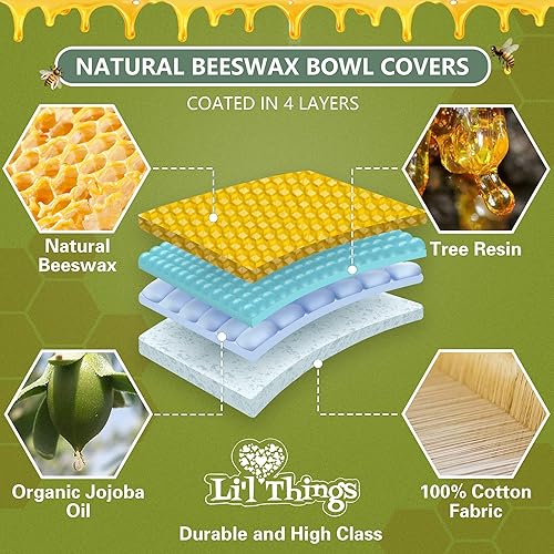 Miniatura 4 de Li'l Things Cubiertas ecológicas reutilizables para tazones de almacenamiento de tela de algodón hechas con cera de abejas. Disponible en 5 tamaños