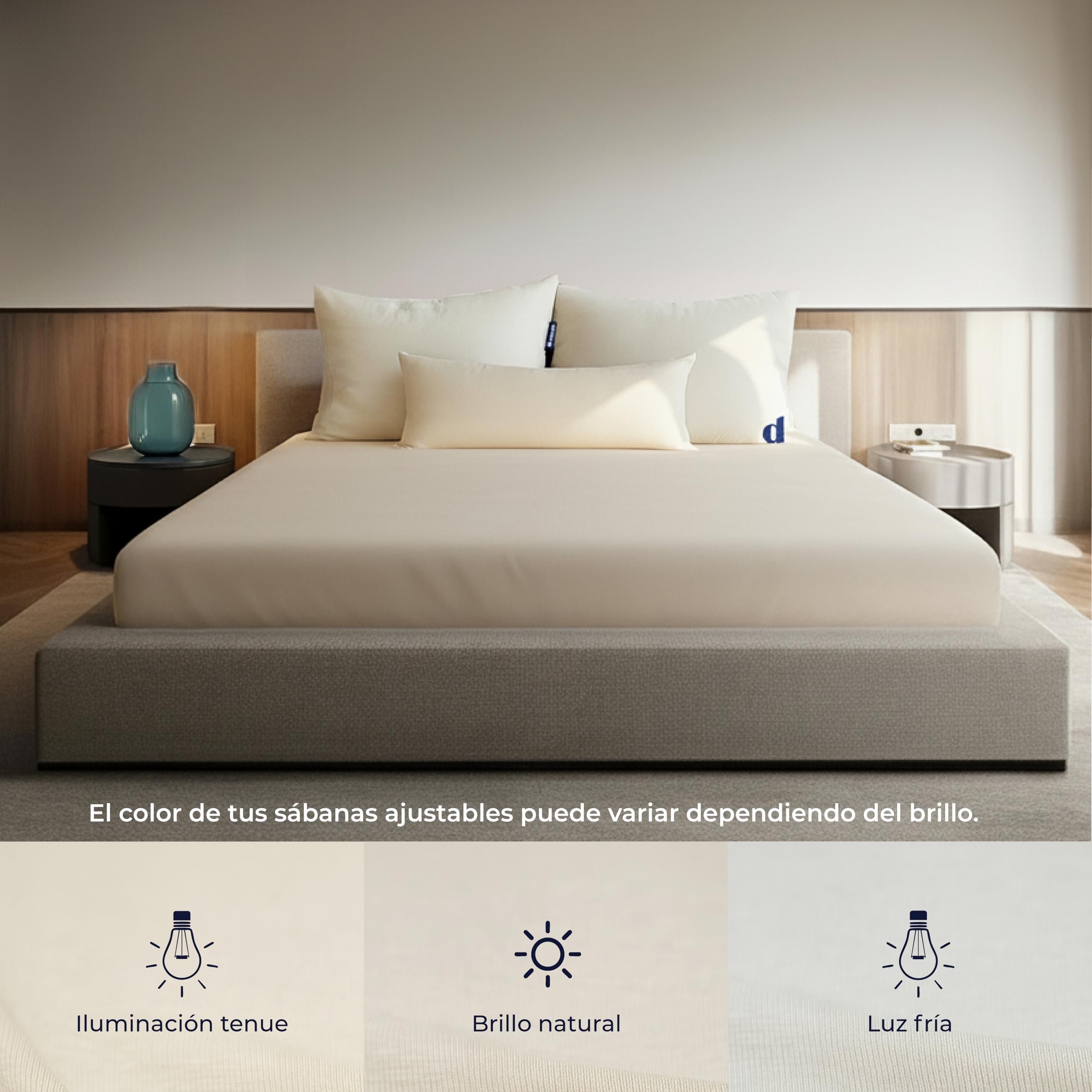 Dreamzie - Sabanas 200x200 cm Algodon Elastica Confort Premium - Altura 40 cm para Colchones Gruesos o Boxspring - Certificado Oeko-Tex - Beige