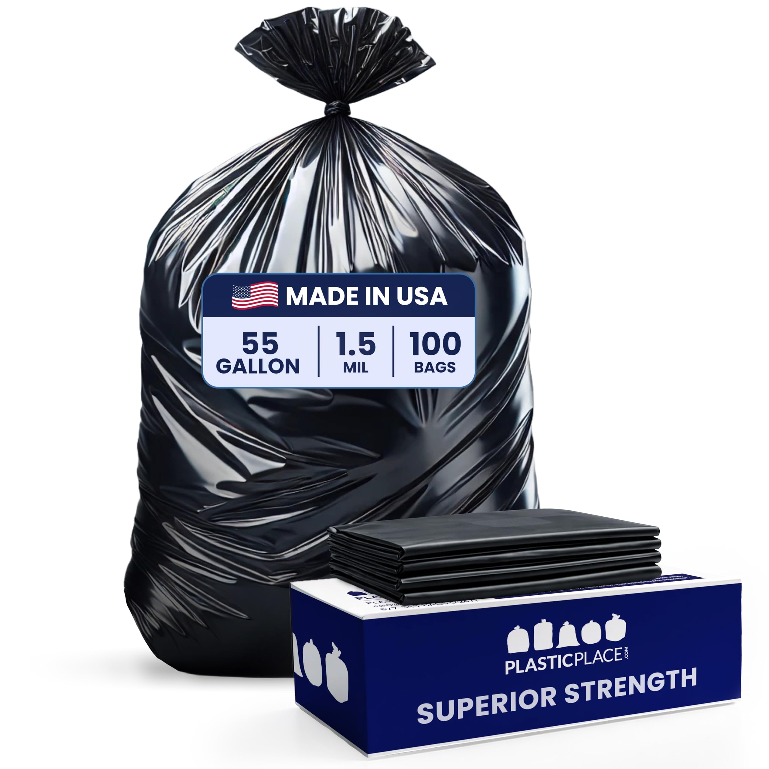 Plasticplace - Sacchetti per rifiuti da 55 galloni │ 1,5 mil │ rivestimenti per bidoni della spazzatura compatibili Rubbermaid® │ 100 cm x 100 cm