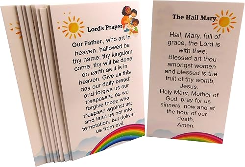 Miniatura 5 de Westmon Works Paquete de 24 tarjetas sagradas de oración de The Hail Mary and Our Father Lords para niños