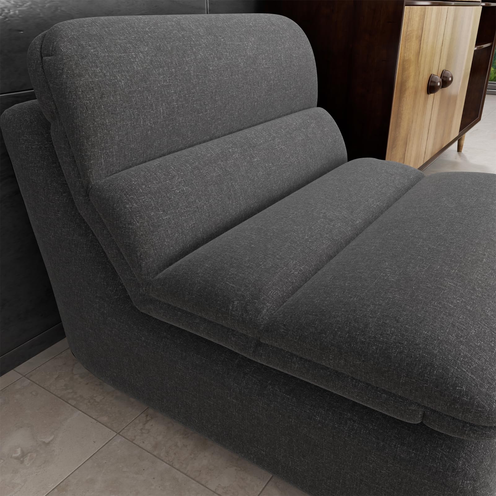Puf Sofá de Suelo, Silla de Suelo con Respaldo, Sofá Perezoso de Compresión de Una Pieza Relleno de Espuma, Cómodo Sofá de Suelo para Salón Dormitorio (Gris)