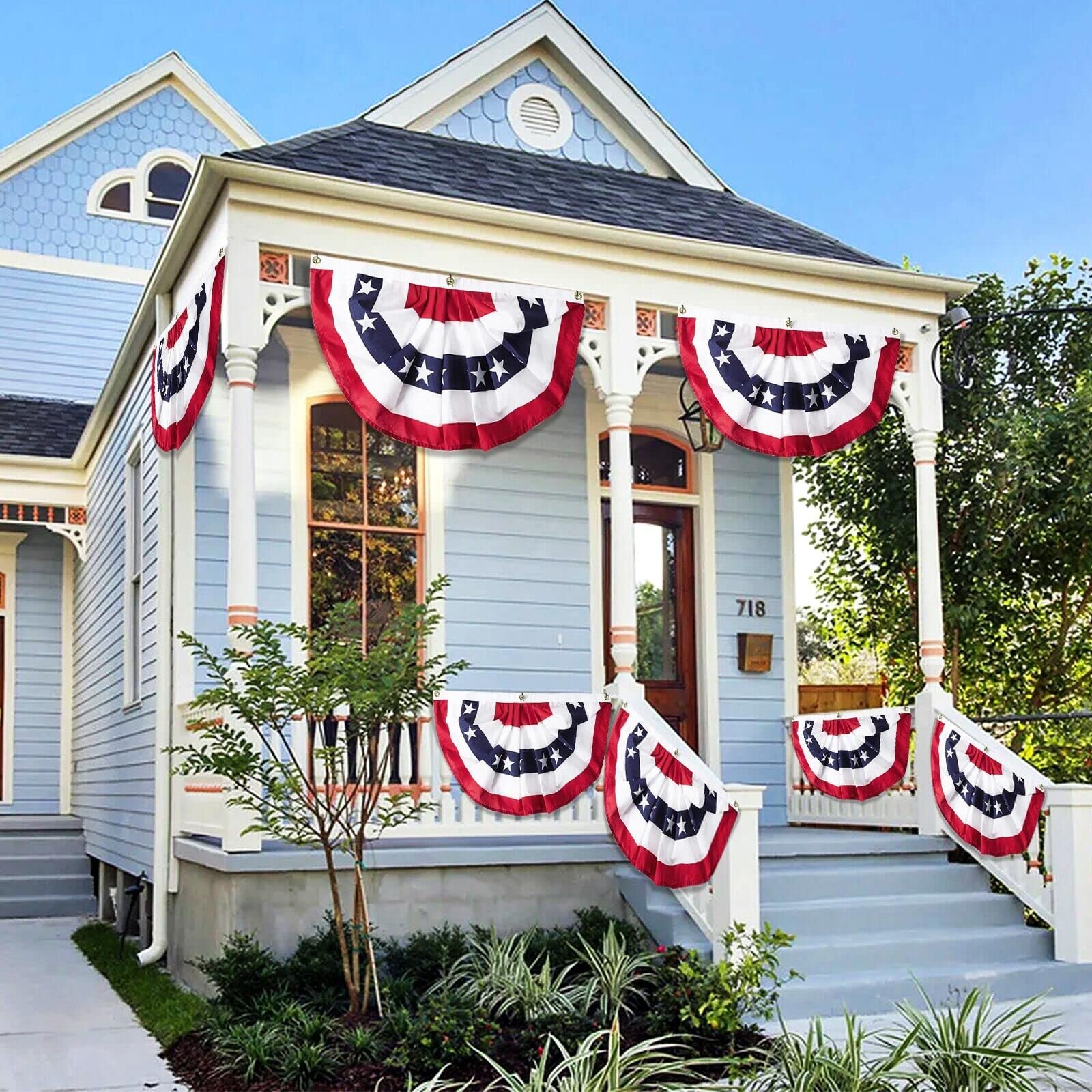 6 Stück USA-Fahnen Als Fähnchenkette – Je 4,8x91 Cm – Faltbare Dekoration Für Den 4. Juli & Patriotische Feste