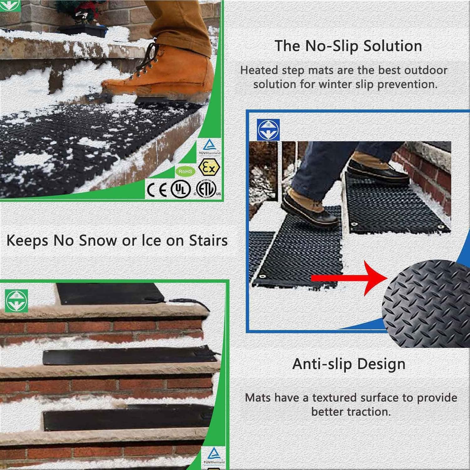Tapis De DéNeigement pour EntréEs, Tapis Chauffants pour AlléEs pour Le DéNeigement, Tapis Chauffant ExtéRieur pour l'hiver, Tapis en Caoutchouc AntidéRapant