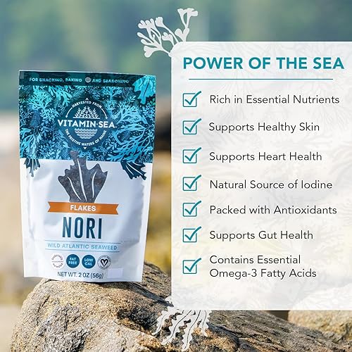 Miniatura 8 de VITAMINSEA Nori - Algas secas  Lavadora Nori del Atlántico Norte salvaje con certificación vegana  Perfecta para el apoyo de la tiroides  Rica en