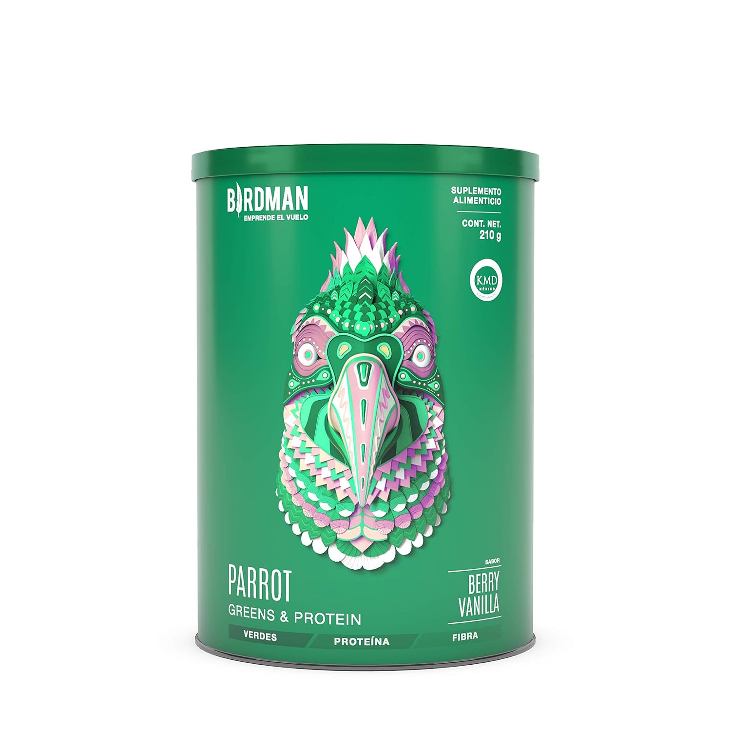 BIRDMAN Parrot Greens & Protein Super Alimento, Colacion De Verdes + Proteina En Polvo (Vegana) Certificado Kosher, Alto En Fibra Vitamina A, C, B9, Sabor Berry Vainilla | 7...
