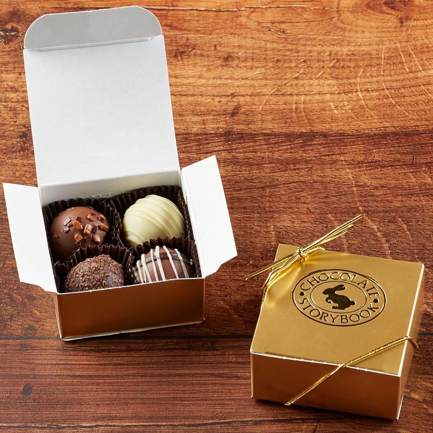 4pc Gold Chocolate Truffle Assortment (50 Boxes) - Perfect for Events, Weddings, Client & Employee Gifts